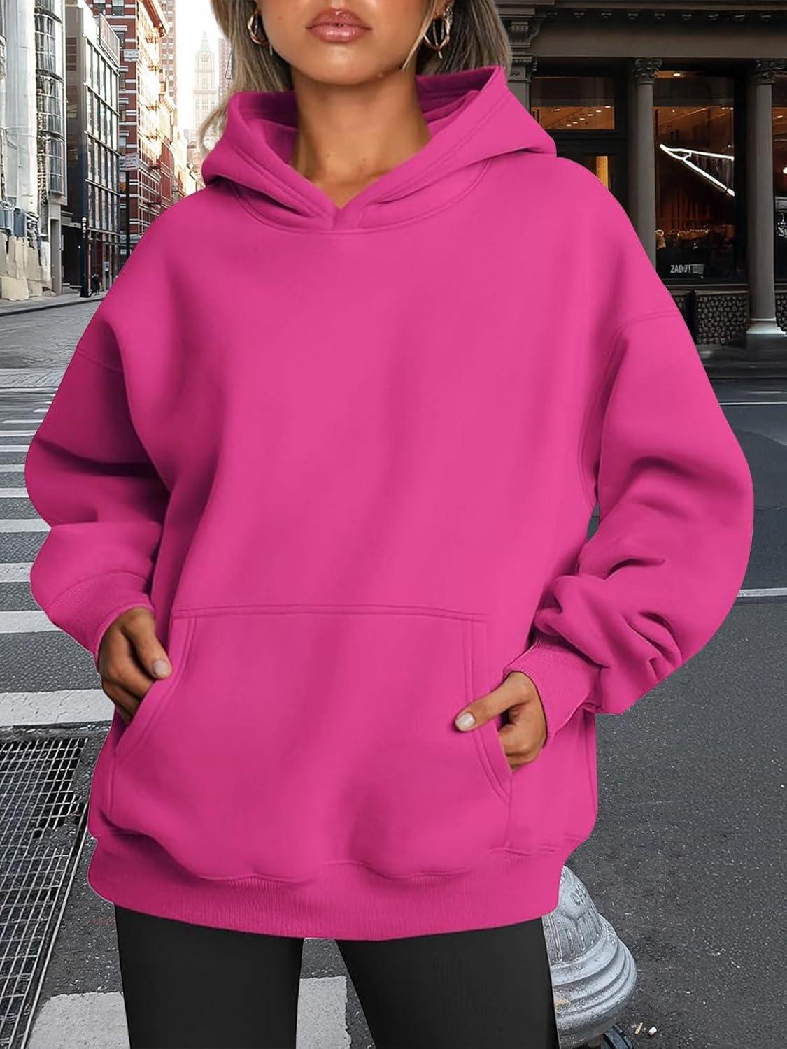 imageTrendy Queen Womens Oversized Hoodies Fleece Sweatshirts Fall Fashion Pullover Sweaters Winter ClothesHot Pink