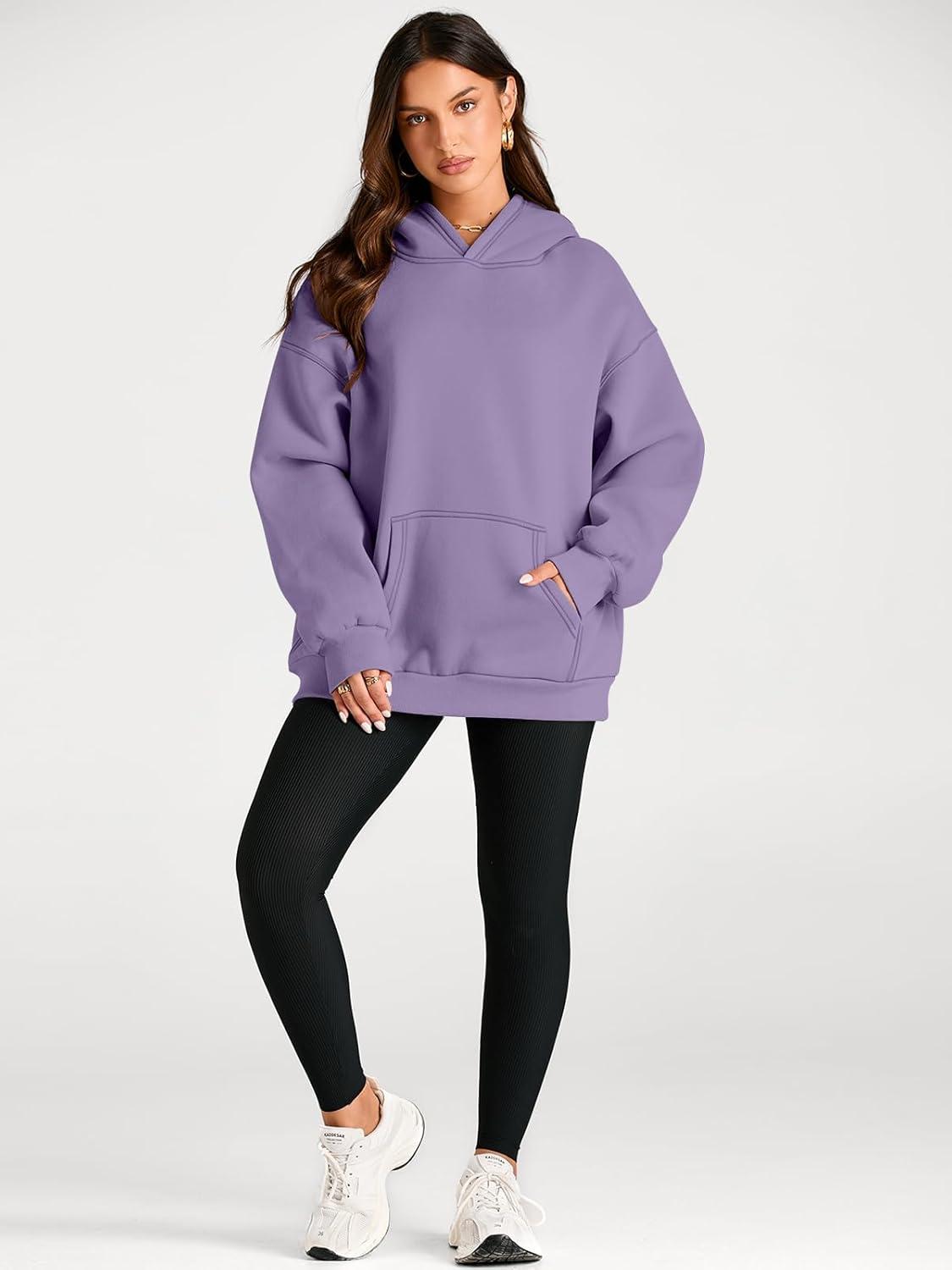 imageTrendy Queen Womens Oversized Hoodies Fleece Sweatshirts Fall Fashion Pullover Sweaters Winter ClothesLight Purple