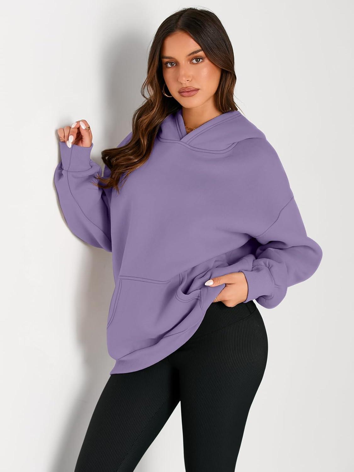 imageTrendy Queen Womens Oversized Hoodies Fleece Sweatshirts Fall Fashion Pullover Sweaters Winter ClothesLight Purple