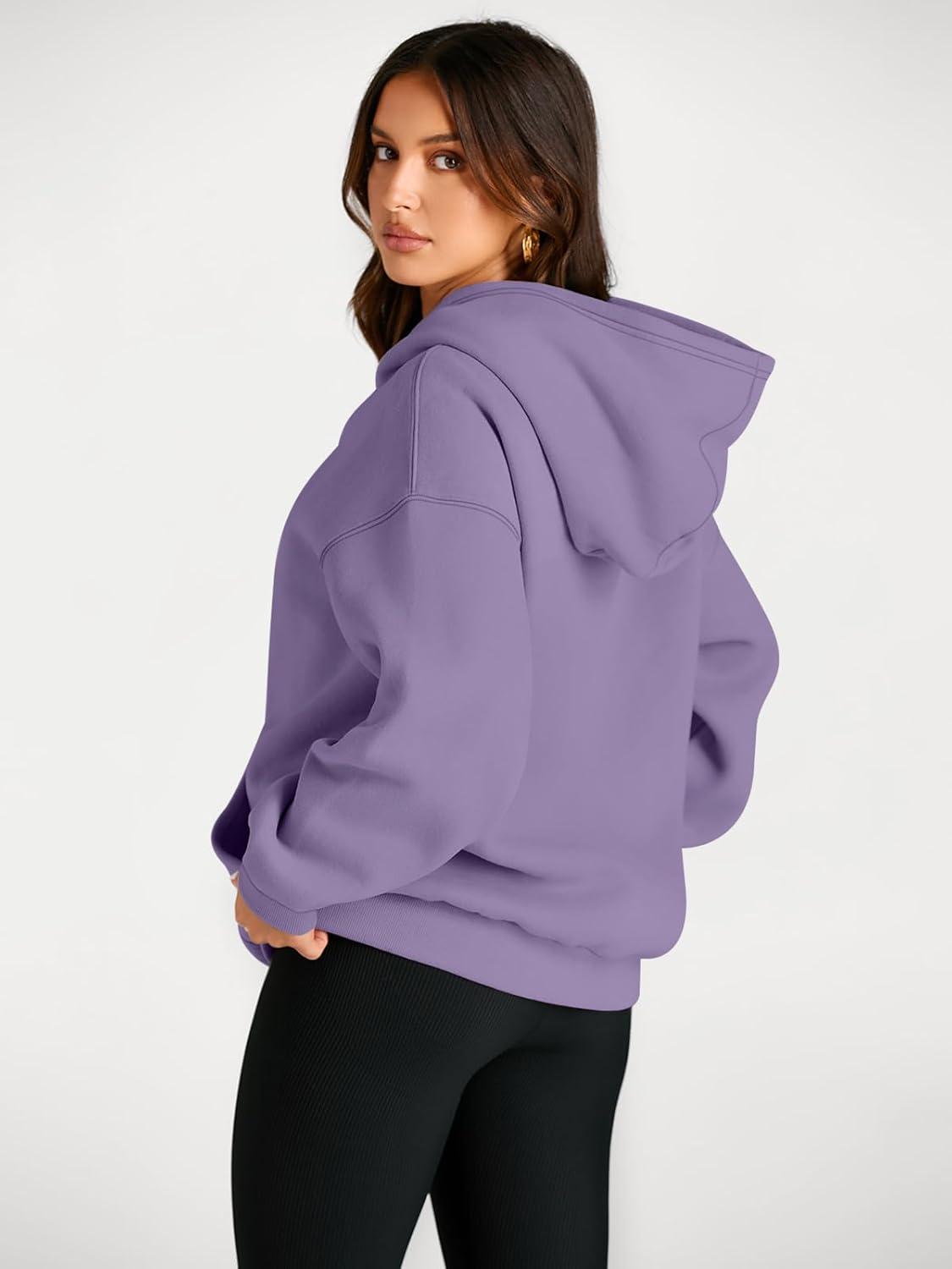 imageTrendy Queen Womens Oversized Hoodies Fleece Sweatshirts Fall Fashion Pullover Sweaters Winter ClothesLight Purple