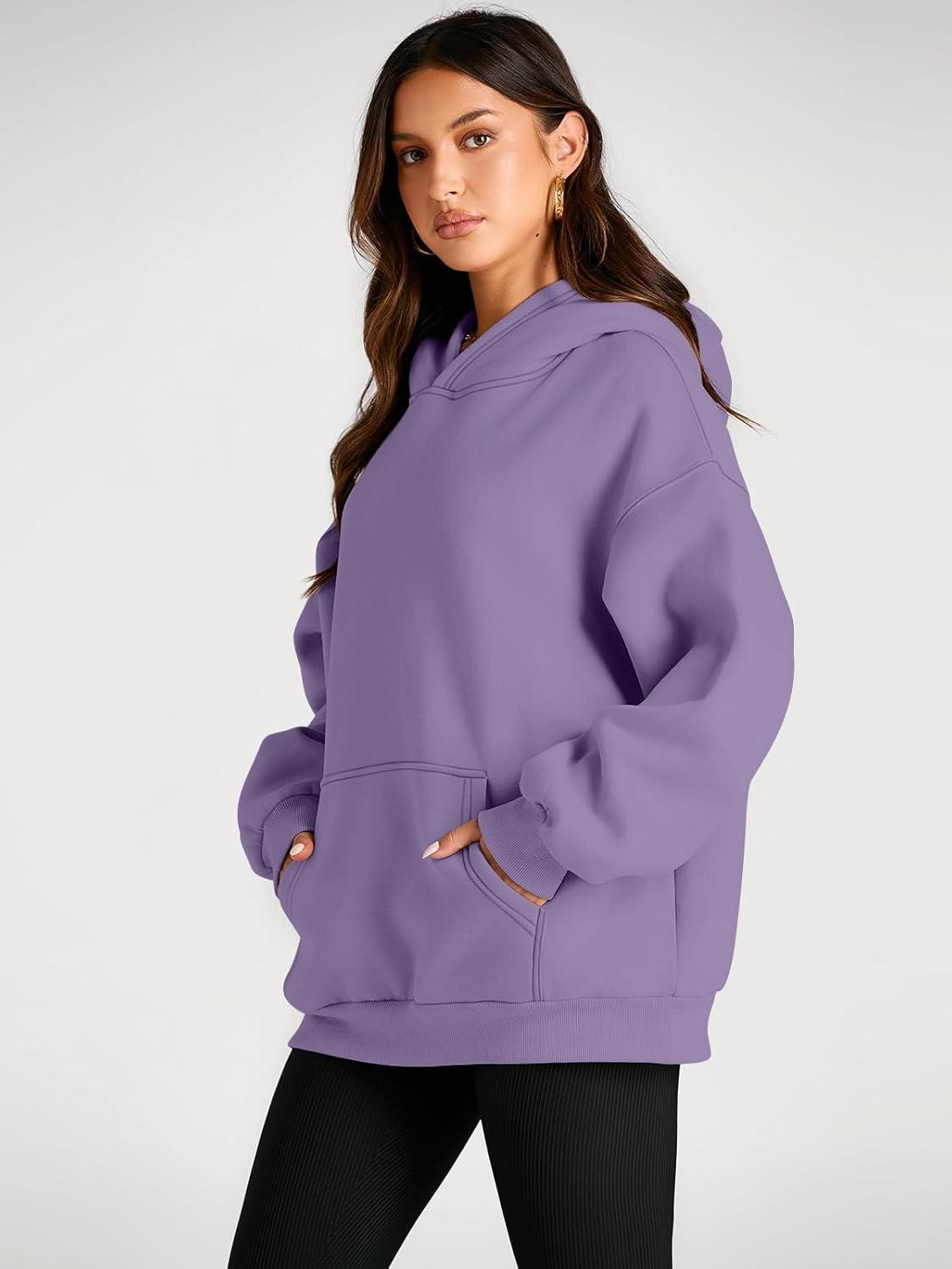 imageTrendy Queen Womens Oversized Hoodies Fleece Sweatshirts Fall Fashion Pullover Sweaters Winter ClothesLight Purple