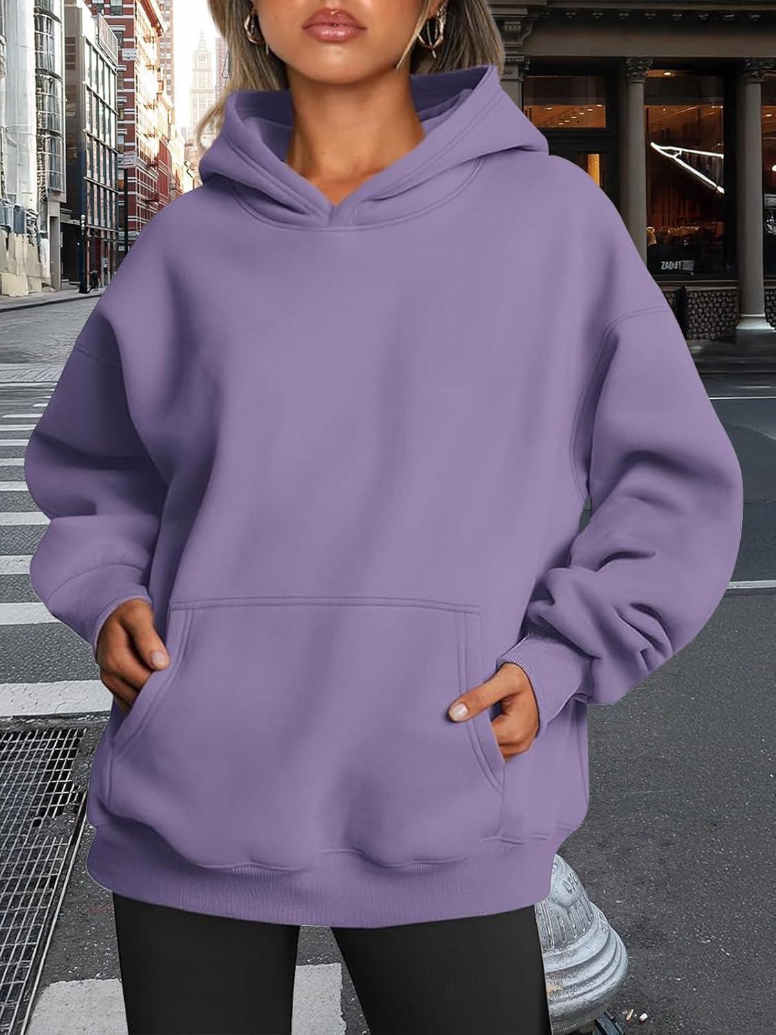 imageTrendy Queen Womens Oversized Hoodies Fleece Sweatshirts Fall Fashion Pullover Sweaters Winter ClothesLight Purple