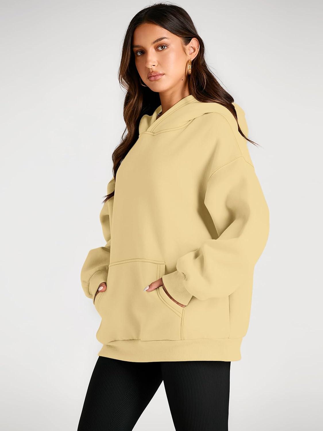 imageTrendy Queen Womens Oversized Hoodies Fleece Sweatshirts Fall Fashion Pullover Sweaters Winter ClothesLight Yellow