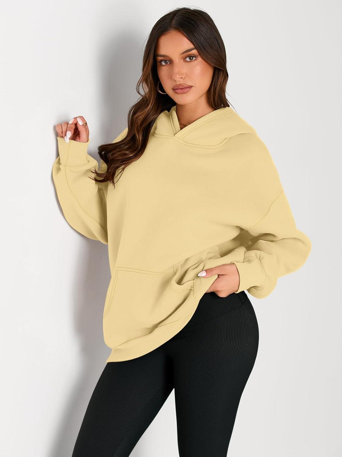 imageTrendy Queen Womens Oversized Hoodies Fleece Sweatshirts Fall Fashion Pullover Sweaters Winter ClothesLight Yellow