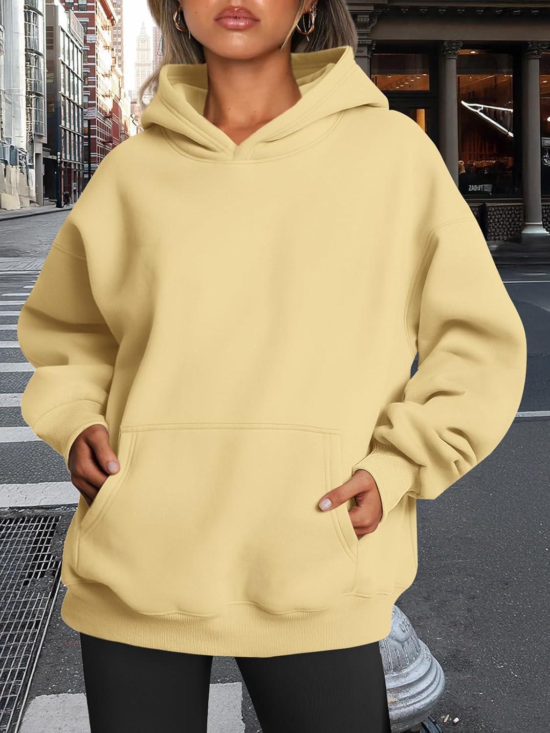 imageTrendy Queen Womens Oversized Hoodies Fleece Sweatshirts Fall Fashion Pullover Sweaters Winter ClothesLight Yellow