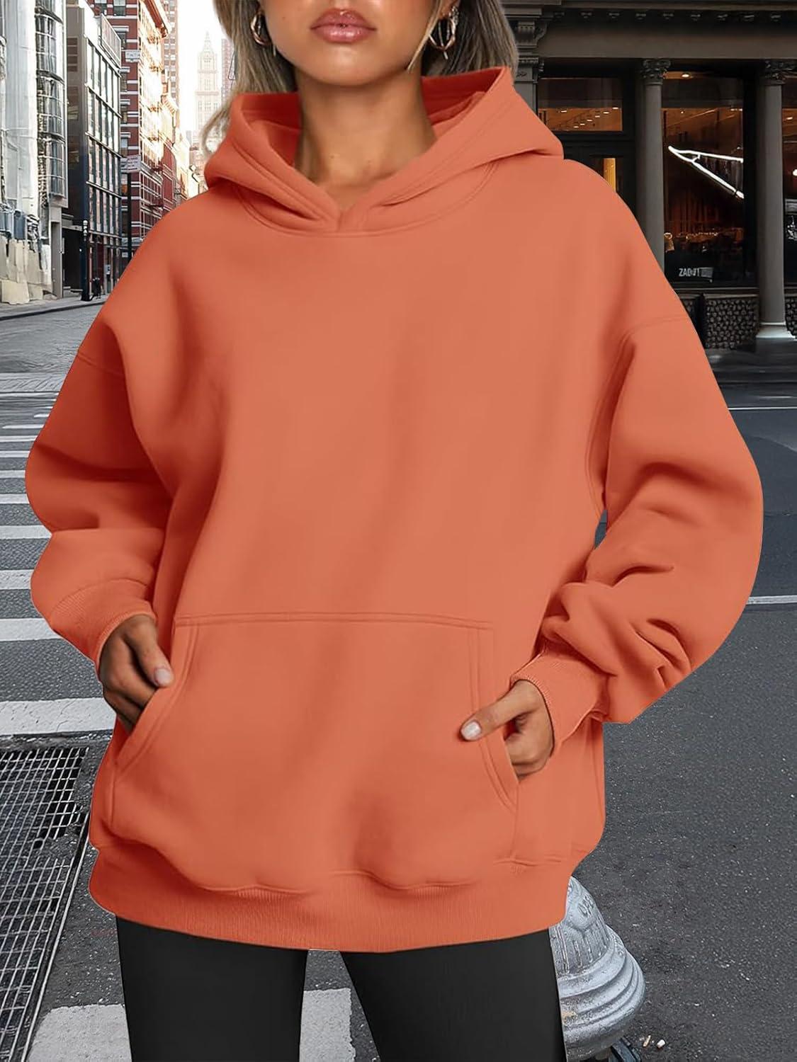 imageTrendy Queen Womens Oversized Hoodies Fleece Sweatshirts Fall Fashion Pullover Sweaters Winter ClothesMelon Orange