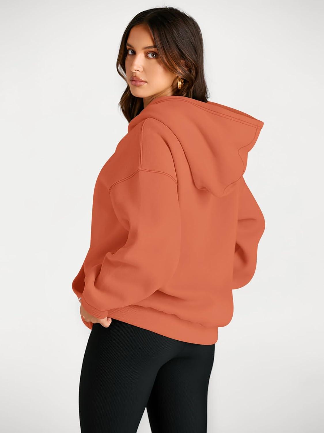 imageTrendy Queen Womens Oversized Hoodies Fleece Sweatshirts Fall Fashion Pullover Sweaters Winter ClothesMelon Orange