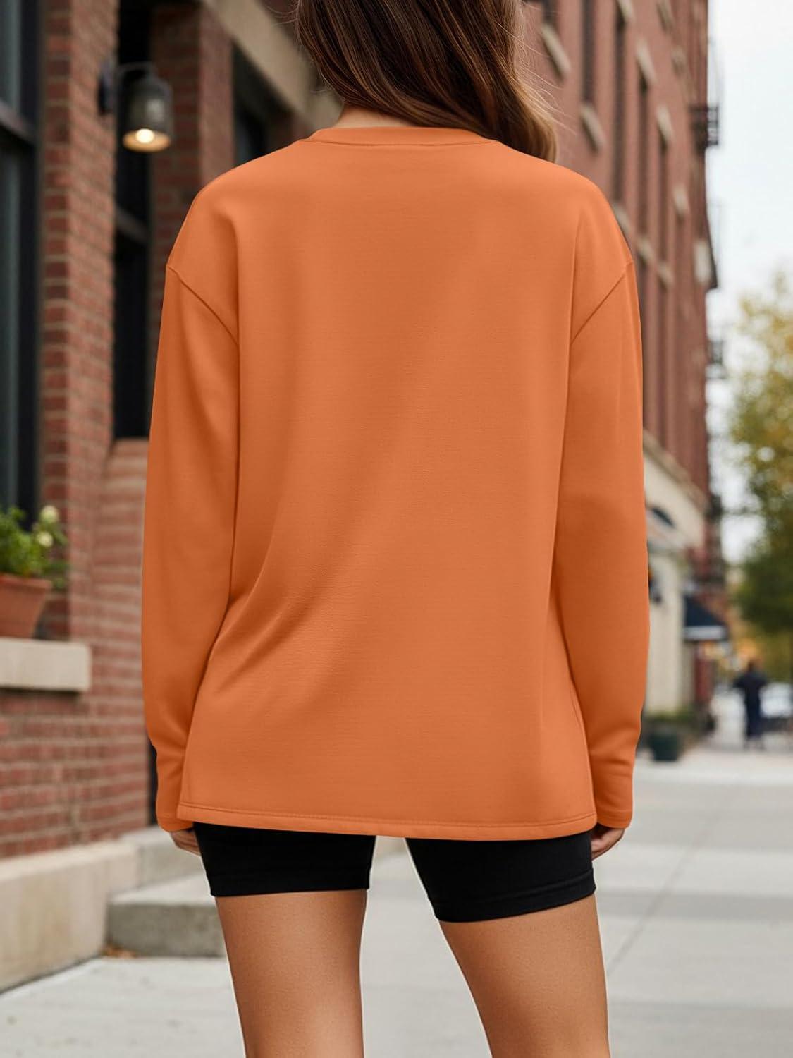 imageTrendy Queen Womens Oversized Long Sleeve T Shirts 2025 Basic Crewneck Tee Fall Tops Casual Workout Y2K ClothesOrange