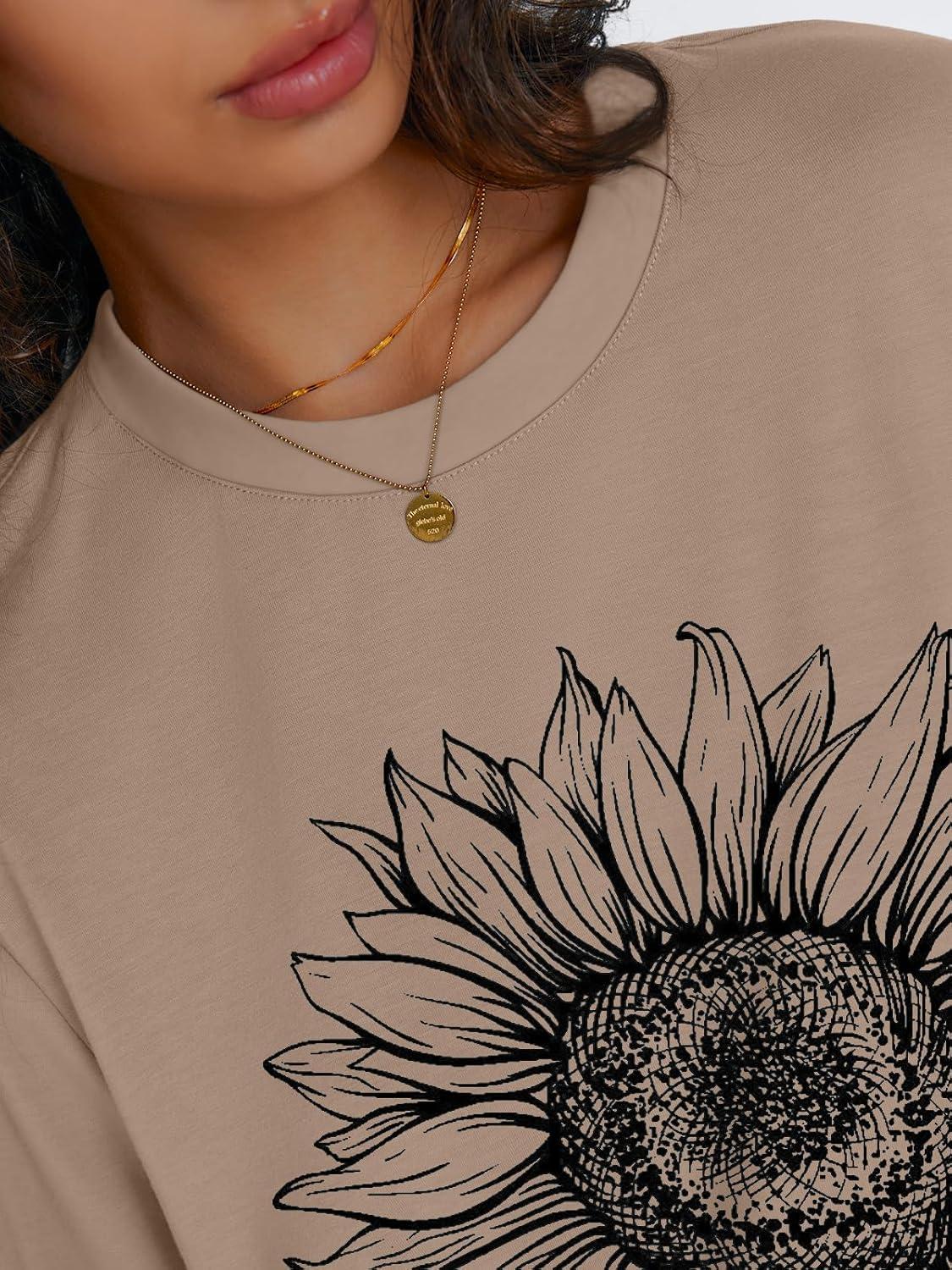 imageTrendy Queen Womens Oversized Long Sleeve T Shirts 2025 Basic Crewneck Tee Fall Tops Casual Workout Y2K ClothesSunflower Khaki