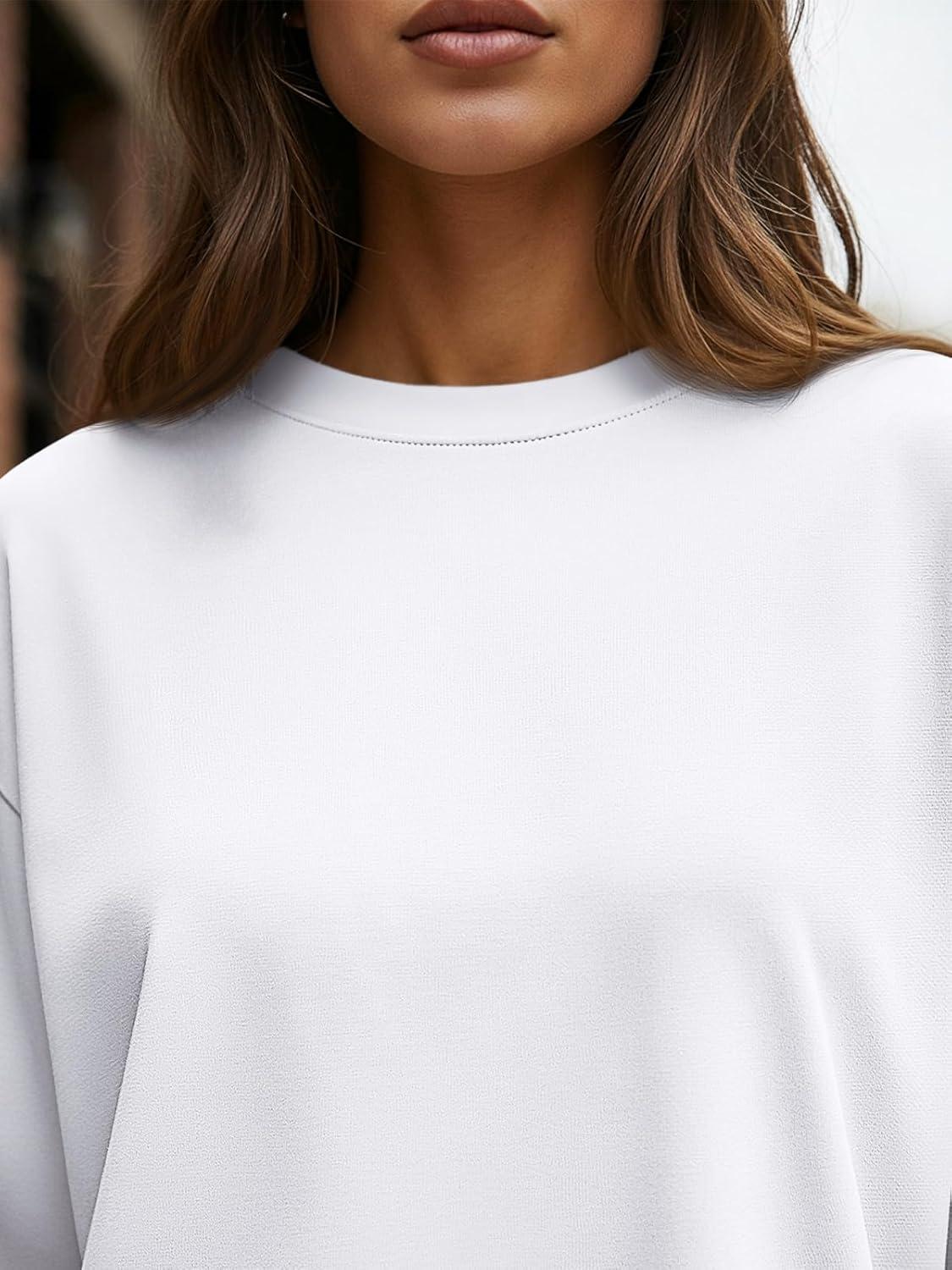 imageTrendy Queen Womens Oversized Long Sleeve T Shirts 2025 Basic Crewneck Tee Fall Tops Casual Workout Y2K ClothesWhite