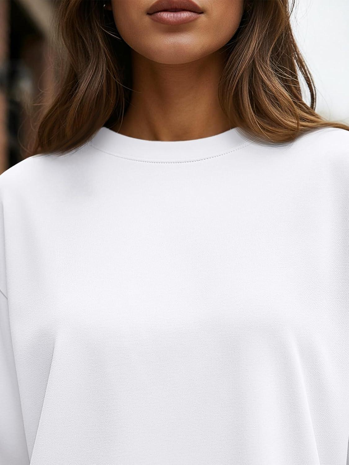 imageTrendy Queen Womens Oversized Long Sleeve T Shirts 2025 Basic Crewneck Tee Fall Tops Casual Workout Y2K ClothesWhite