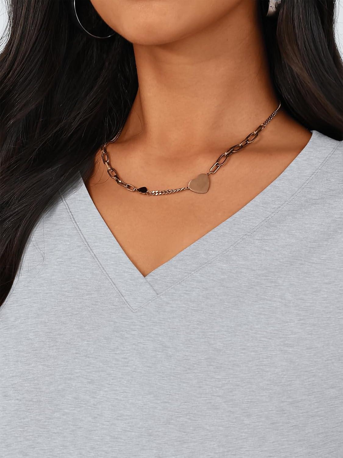 imageTrendy Queen Womens Oversized Long Sleeve T Shirts Side Slit Workout Tops Fall Fashion Plus Size Gym V Neck Basic Y2k TeesGrey