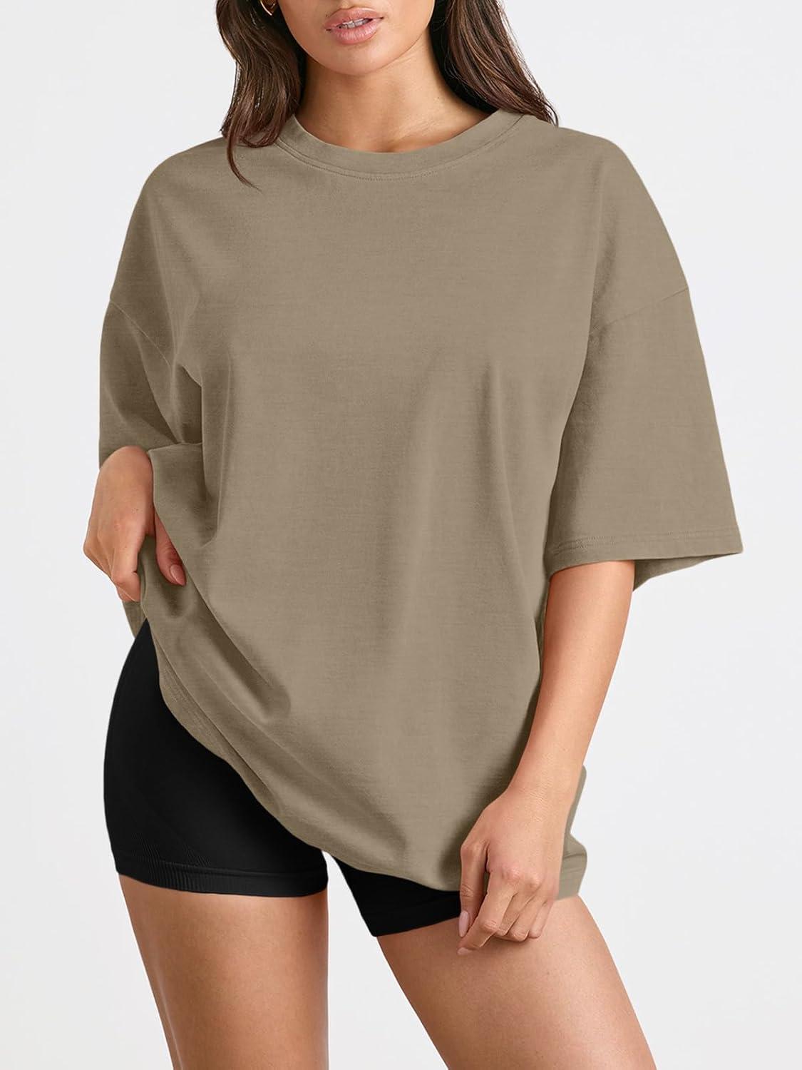 imageTrendy Queen Womens Oversized Summer T Shirts Plus Size Batwing Cute Casual Tops Short Sleeves Fashion Workout ClothesArmykhaki