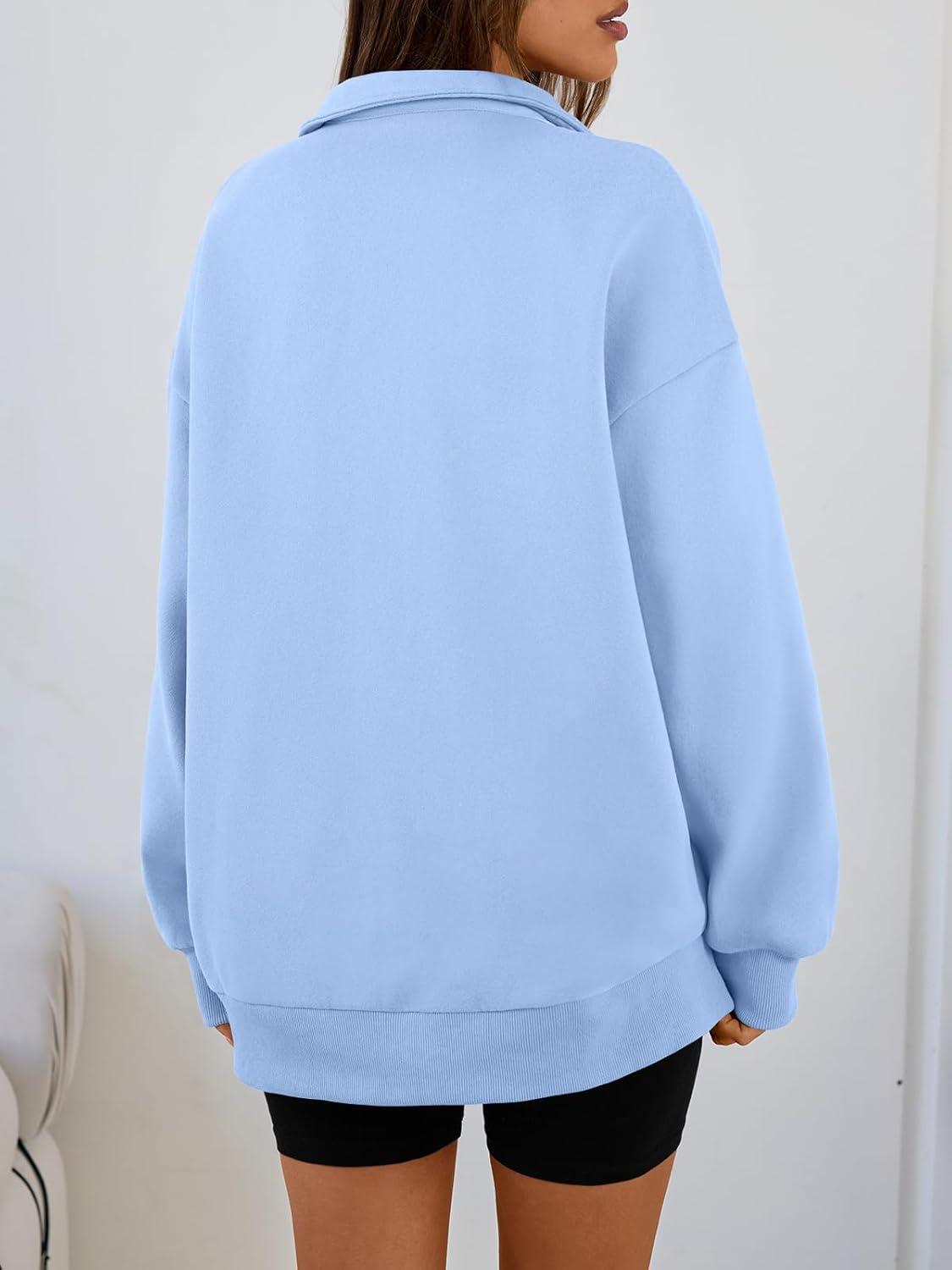 imageTrendy Queen Womens Oversized Sweatshirts Fall Sweaters Fashion Hoodies Half Zip Pullover Long Sleeve Shirts ClothesLightblue