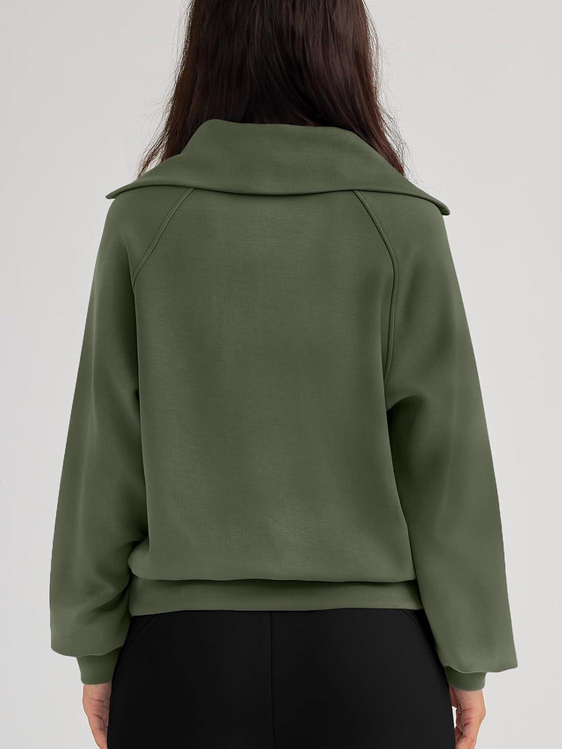 imageTrendy Queen Womens Oversized Sweatshirts Half Zip Pullover Fall Long Sleeve Quarter Zip Hoodies Teen Girls Y2K ClothesArmygreen