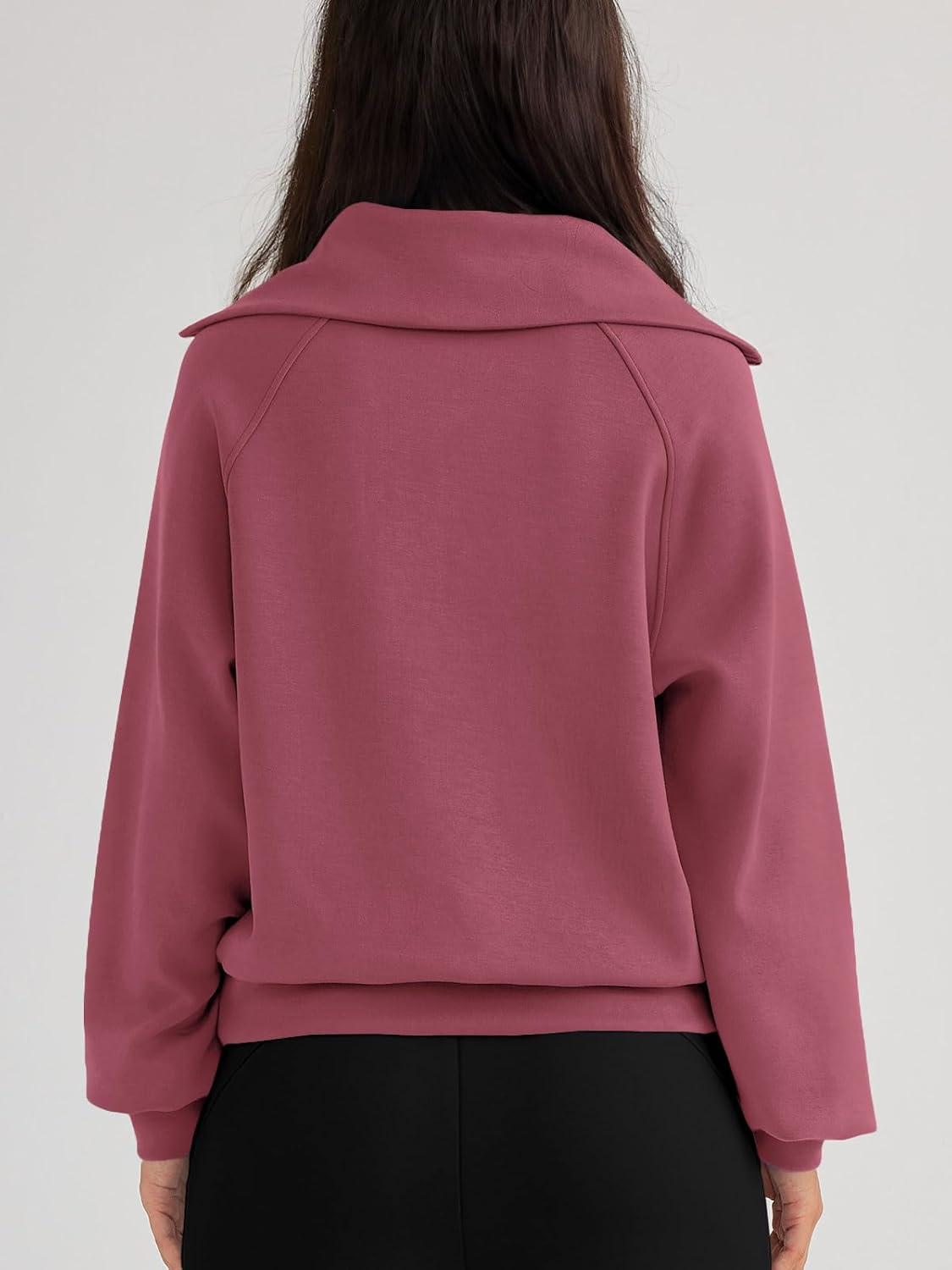 imageTrendy Queen Womens Oversized Sweatshirts Half Zip Pullover Fall Long Sleeve Quarter Zip Hoodies Teen Girls Y2K ClothesRust2