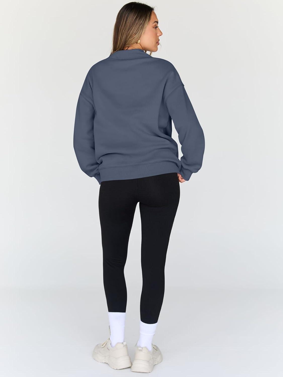 imageTrendy Queen Womens Oversized Sweatshirts Turtleneck Pullover Long Sleeve Hoodies Tops Fall Fashion Outfits 2025 ClothesGreyblue