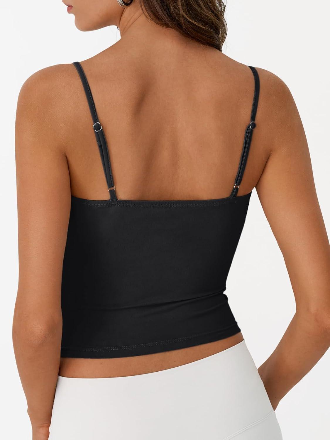 imageTrendy Queen Womens Spaghetti Strap Tank Top Summer Double Lined Workout Camisole Going Out Cute Tops Y2k Teen Girl BasicBlack