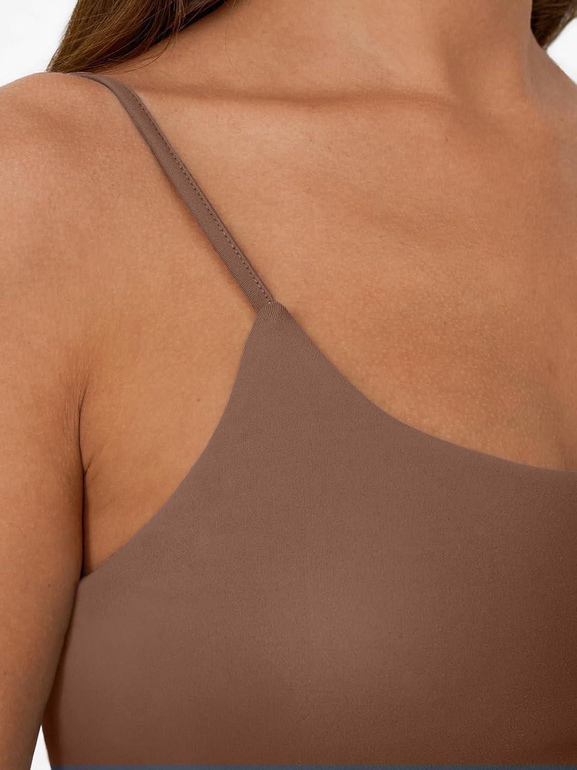 imageTrendy Queen Womens Spaghetti Strap Tank Top Summer Double Lined Workout Camisole Going Out Cute Tops Y2k Teen Girl BasicBrown