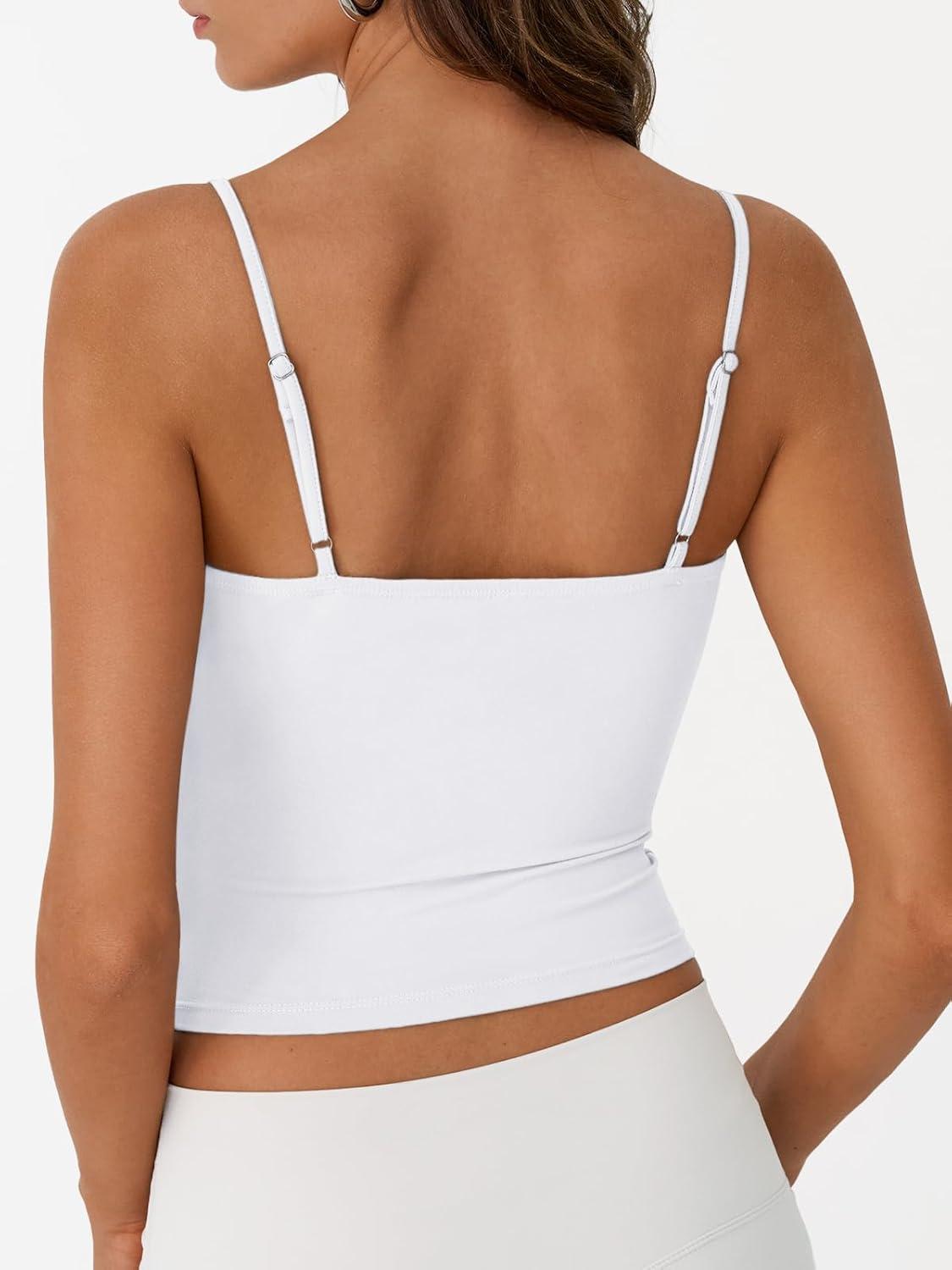 imageTrendy Queen Womens Spaghetti Strap Tank Top Summer Double Lined Workout Camisole Going Out Cute Tops Y2k Teen Girl BasicWhite