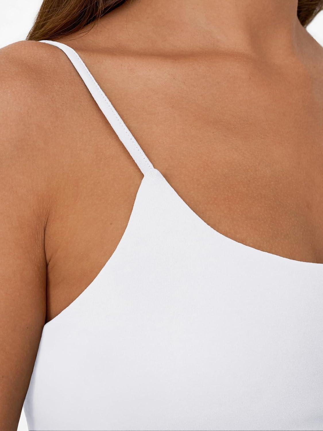 imageTrendy Queen Womens Spaghetti Strap Tank Top Summer Double Lined Workout Camisole Going Out Cute Tops Y2k Teen Girl BasicWhite