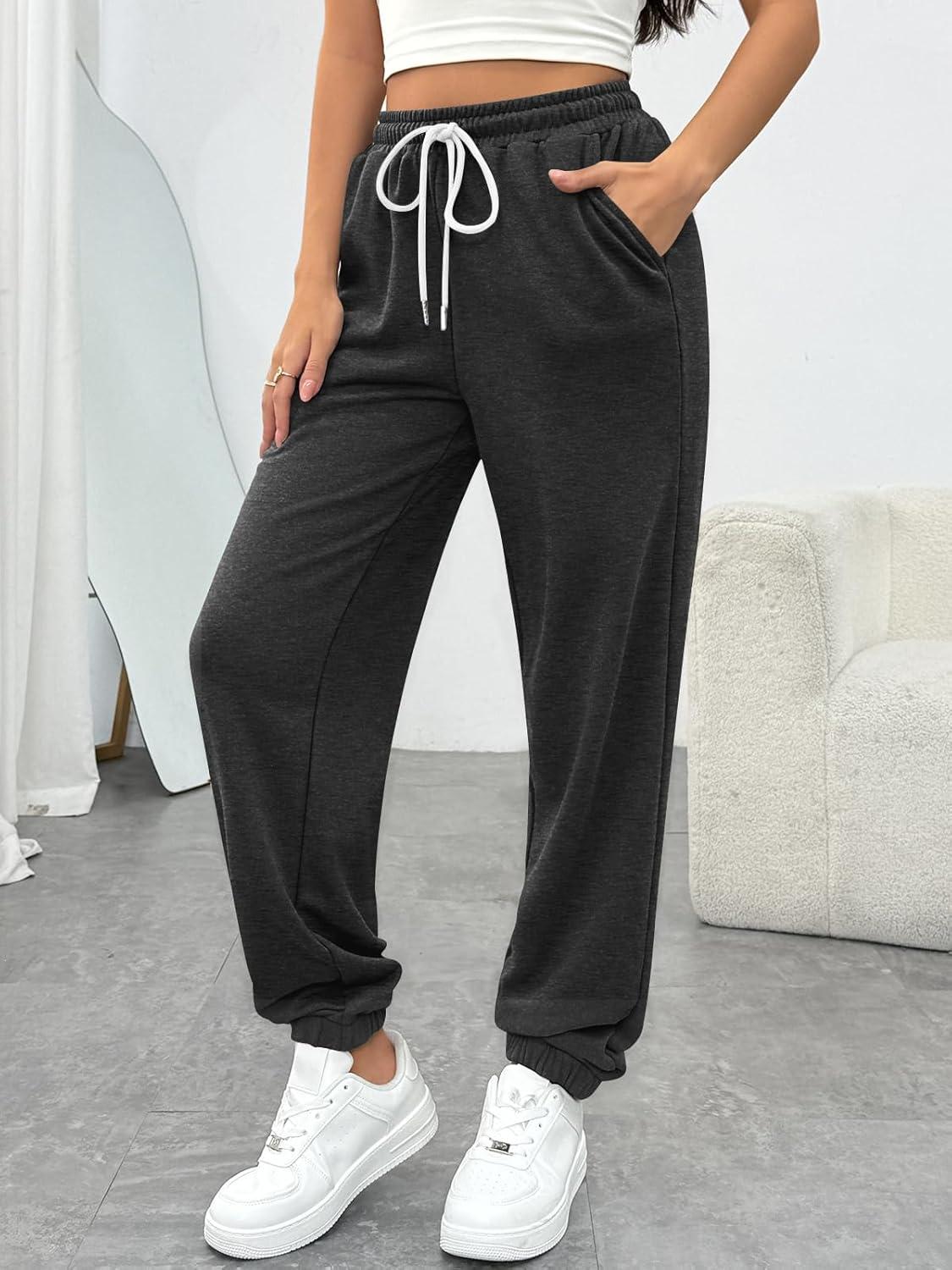 imageTrendy Queen Womens Sweatpants Athletic Joggers Baggy Pants Lounge Bottom 2025 Fall Fashion with PocketsDarkgrey