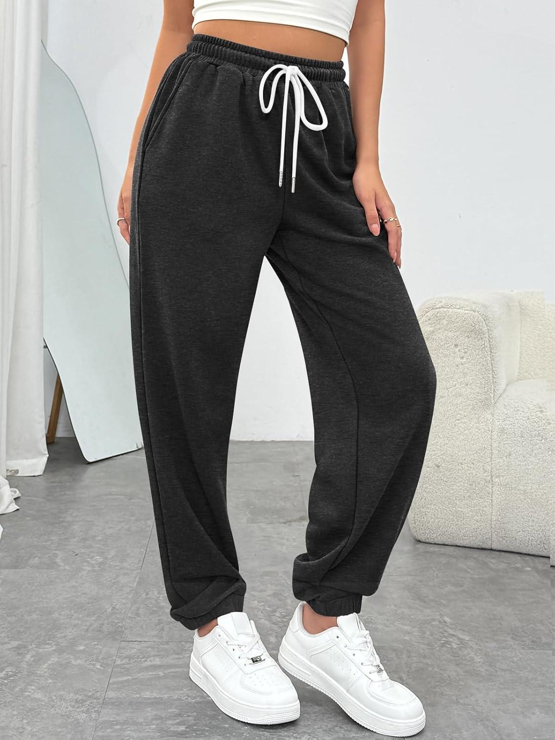 imageTrendy Queen Womens Sweatpants Athletic Joggers Baggy Pants Lounge Bottom 2025 Fall Fashion with PocketsDarkgrey