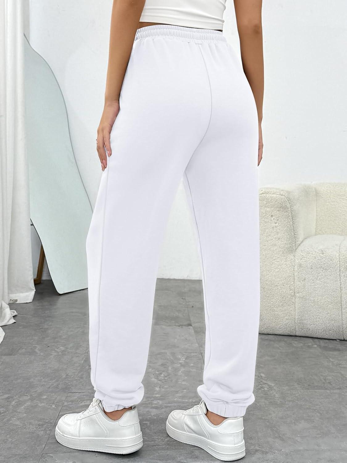 imageTrendy Queen Womens Sweatpants Athletic Joggers Baggy Pants Lounge Bottom 2025 Fall Fashion with PocketsWhite