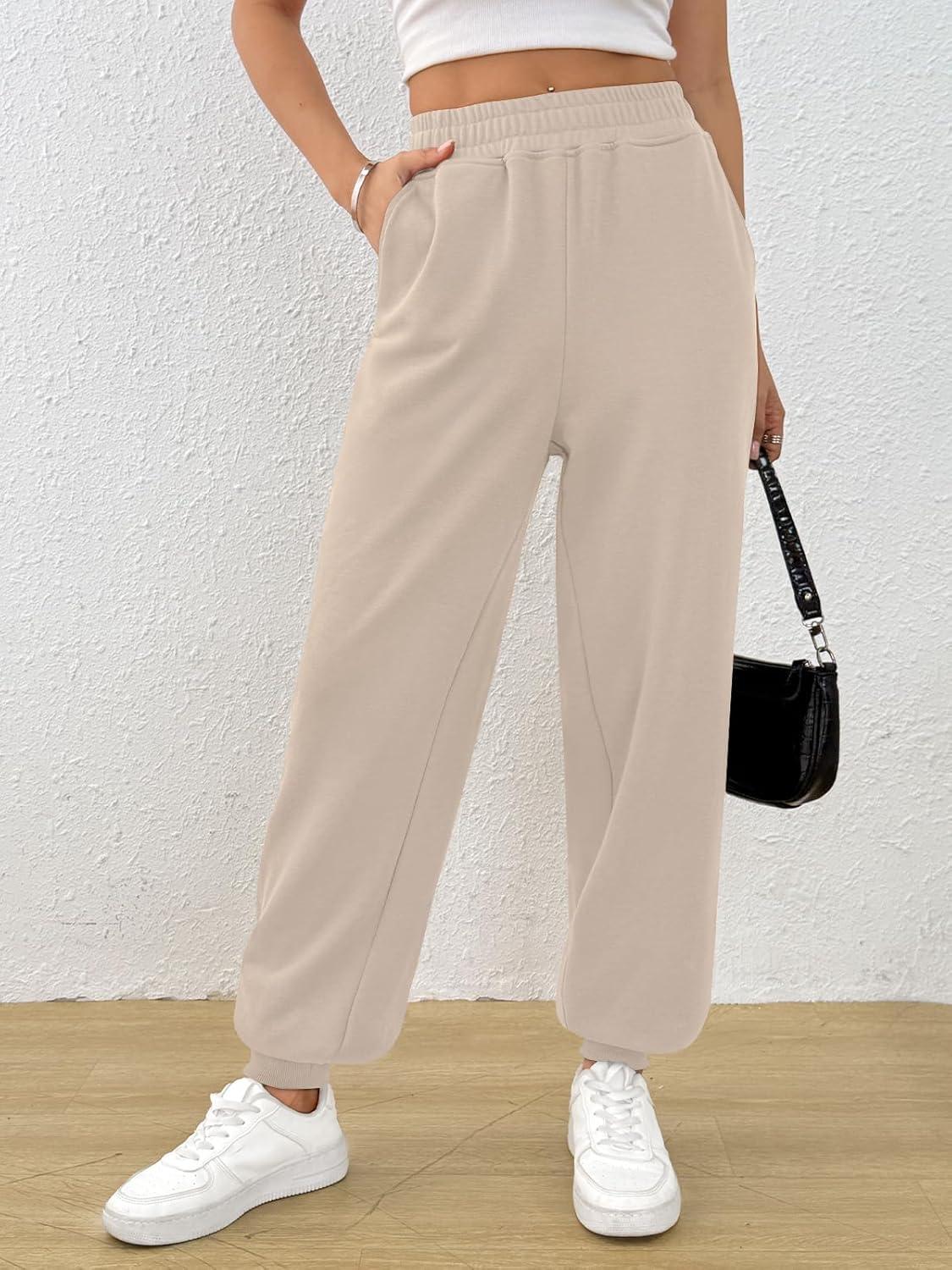 imageTrendy Queen Womens Sweatpants Baggy Athletic Joggers with Pockets Lounge PantsBeige