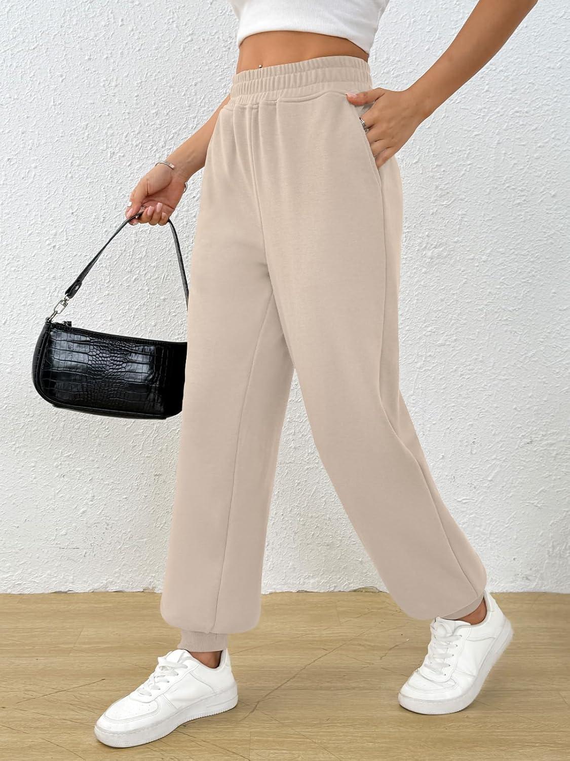 imageTrendy Queen Womens Sweatpants Baggy Athletic Joggers with Pockets Lounge PantsBeige