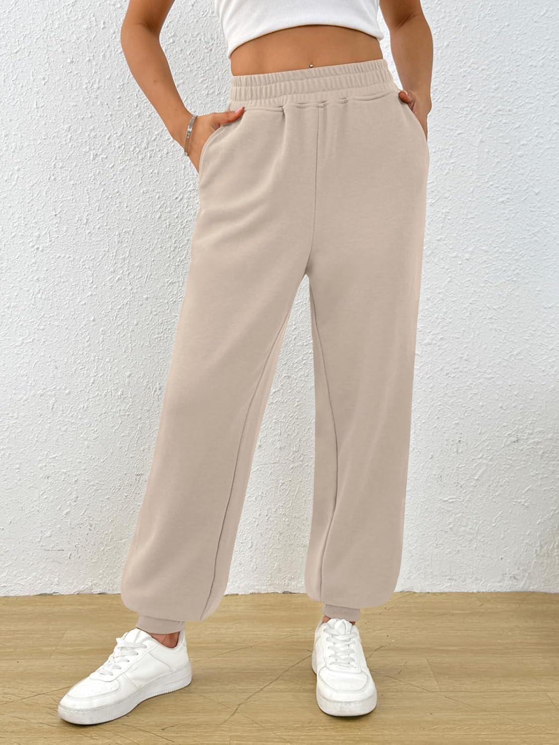 imageTrendy Queen Womens Sweatpants Baggy Athletic Joggers with Pockets Lounge PantsBeige