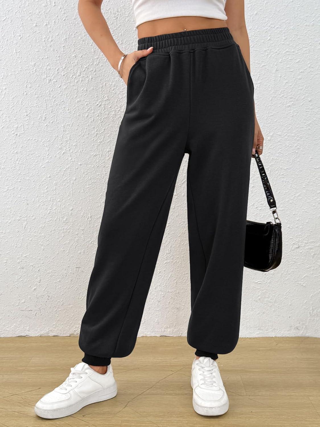 imageTrendy Queen Womens Sweatpants Baggy Athletic Joggers with Pockets Lounge PantsBlack