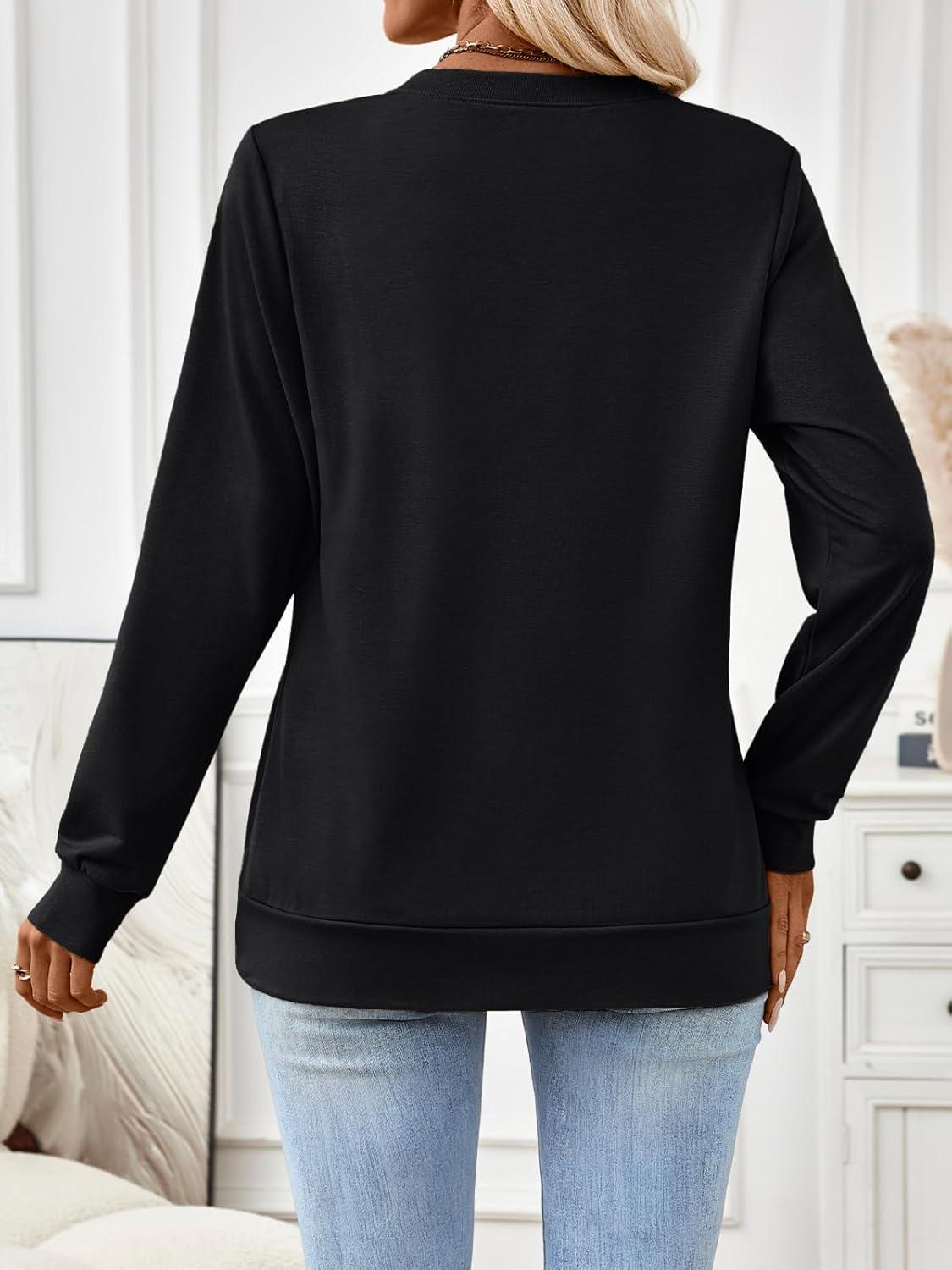 imageTrendy Queen Womens V Neck Long Sleeve Shirts Lightweight Thermal Pullover Tops Soft Cozy Fall Winter Casual Outfit 2025Black