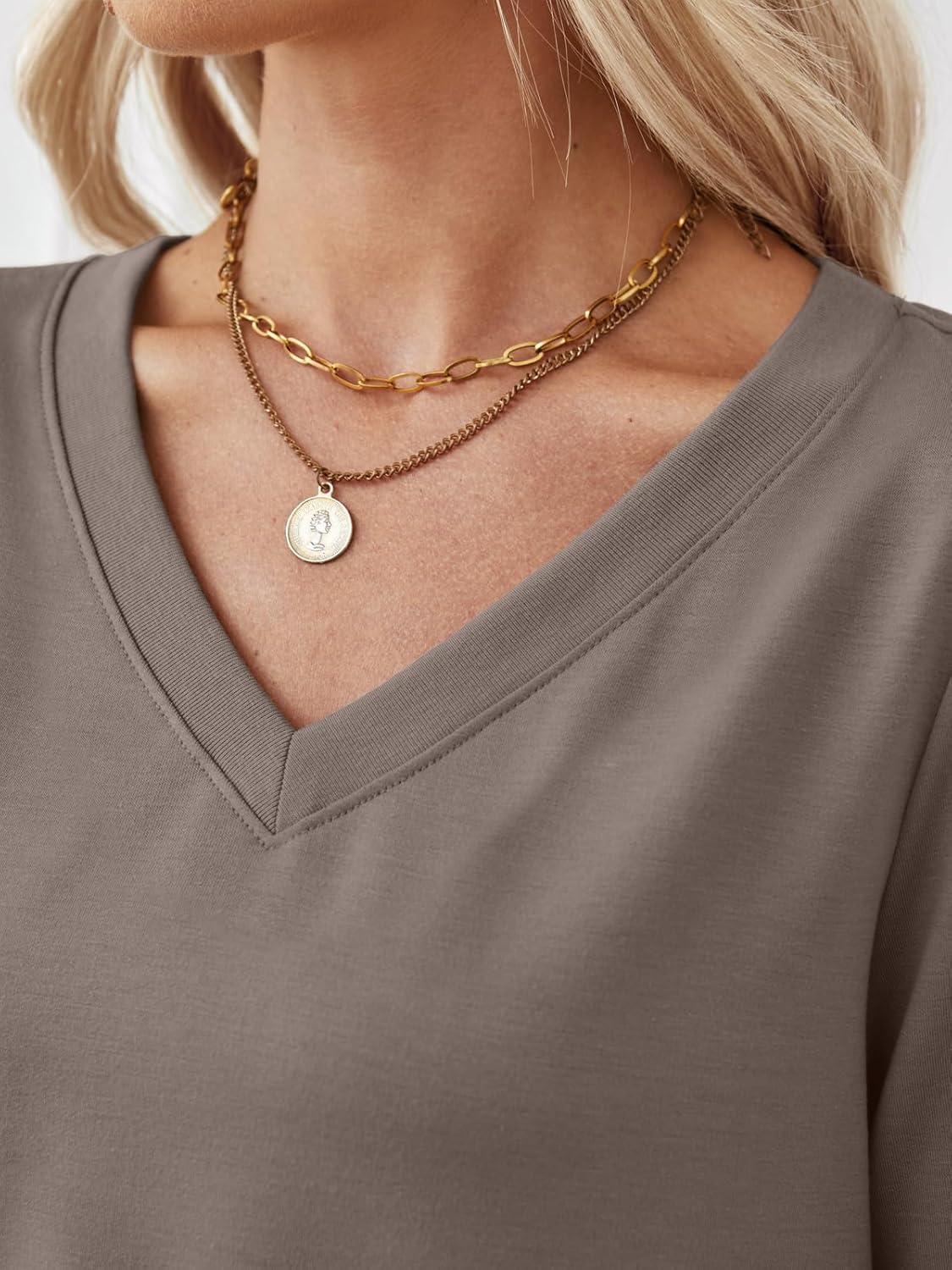 imageTrendy Queen Womens V Neck Long Sleeve Shirts Lightweight Thermal Pullover Tops Soft Cozy Fall Winter Casual Outfit 2025Coffeegrey