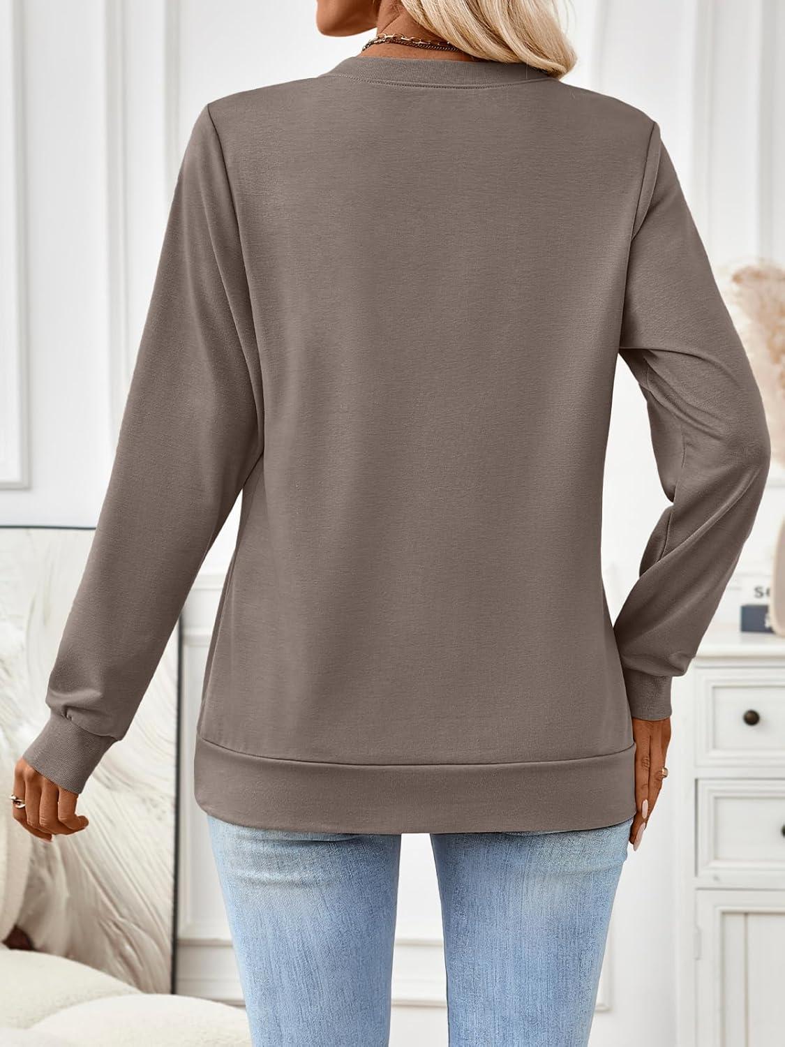 imageTrendy Queen Womens V Neck Long Sleeve Shirts Lightweight Thermal Pullover Tops Soft Cozy Fall Winter Casual Outfit 2025Coffeegrey