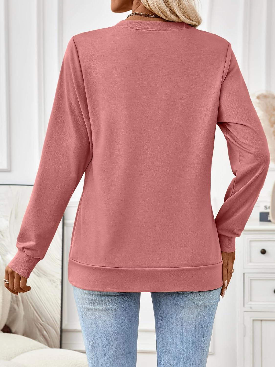 imageTrendy Queen Womens V Neck Long Sleeve Shirts Lightweight Thermal Pullover Tops Soft Cozy Fall Winter Casual Outfit 2025Coral