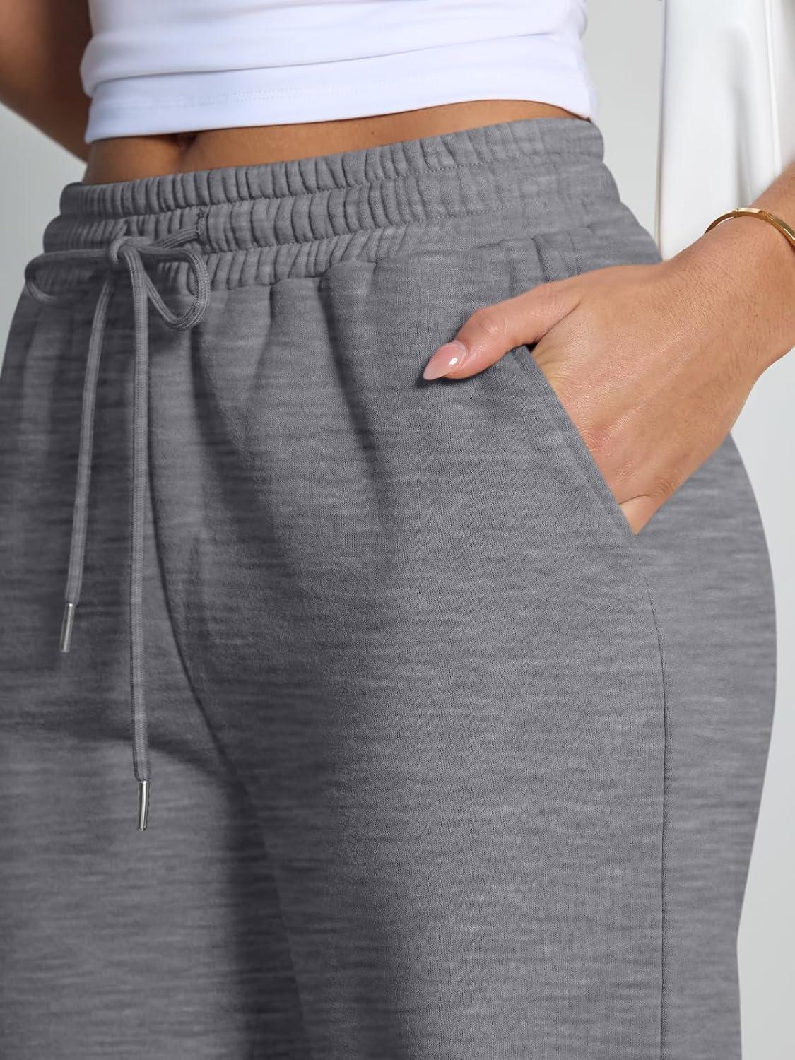 imageTrendy Queen Womens Wide Leg Fleece Lined Sweatpants Winter Baggy Lounge Travel Pants Fashion Outfits 2025 Joggers ClothesBlack Grey