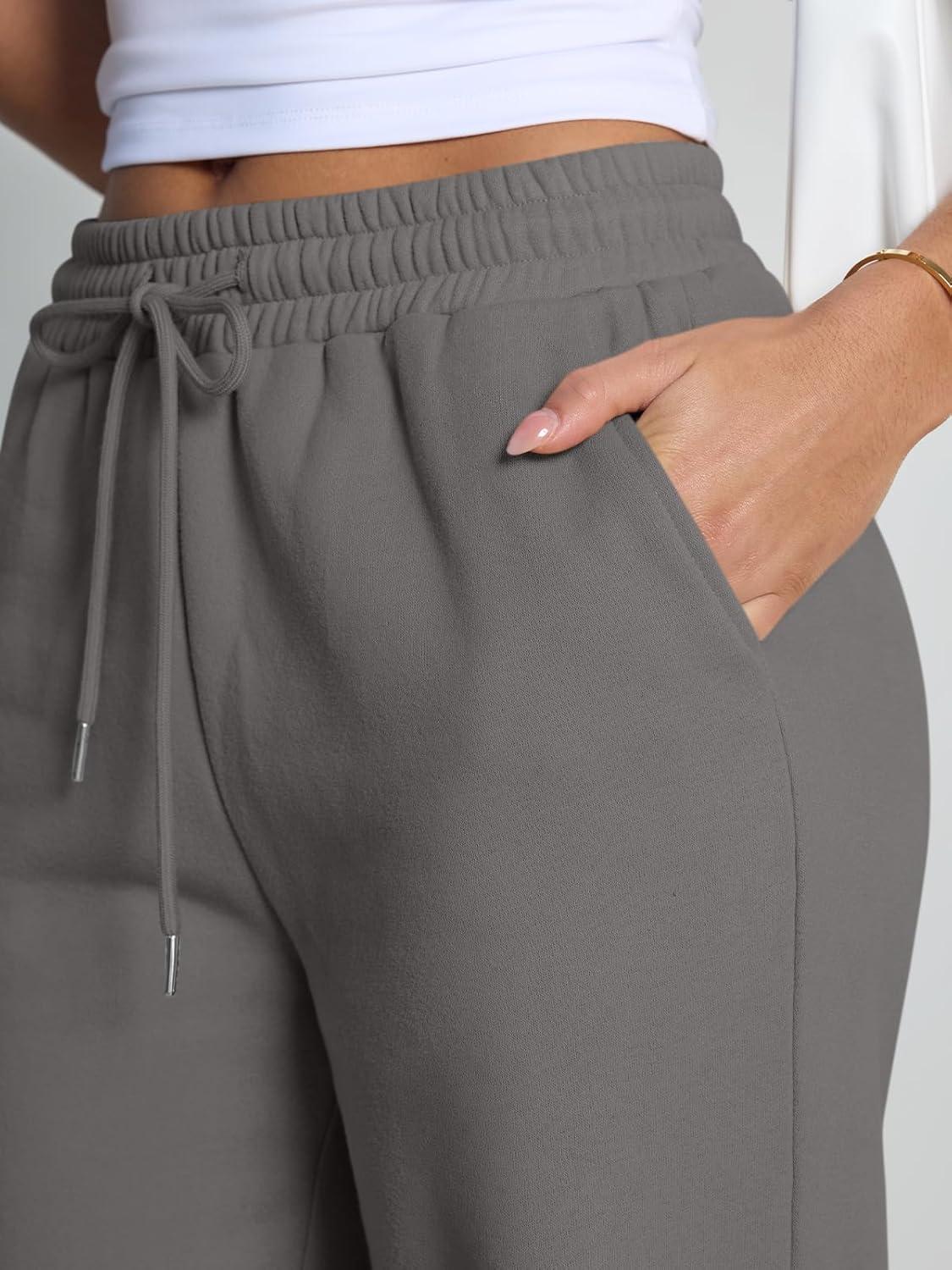 imageTrendy Queen Womens Wide Leg Fleece Lined Sweatpants Winter Baggy Lounge Travel Pants Fashion Outfits 2025 Joggers ClothesDarkgrey