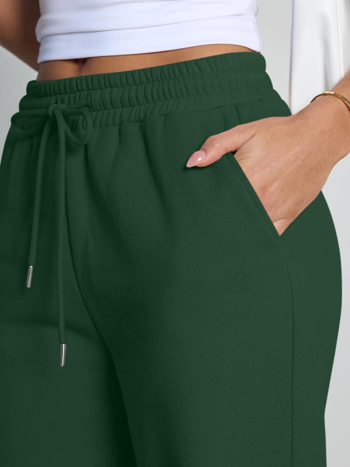 imageTrendy Queen Womens Wide Leg Fleece Lined Sweatpants Winter Baggy Lounge Travel Pants Fashion Outfits 2025 Joggers ClothesGreen