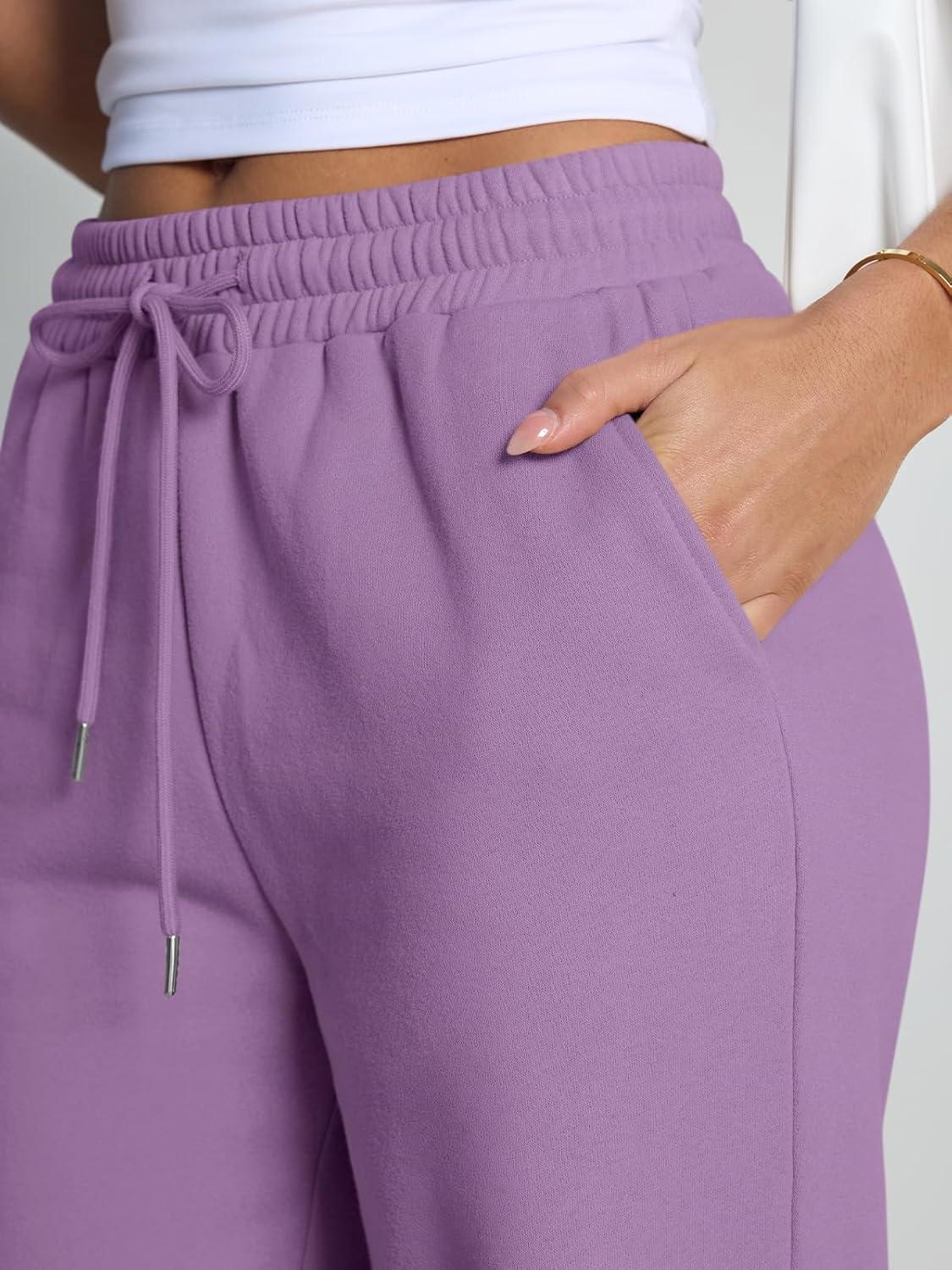 imageTrendy Queen Womens Wide Leg Fleece Lined Sweatpants Winter Baggy Lounge Travel Pants Fashion Outfits 2025 Joggers ClothesPurple