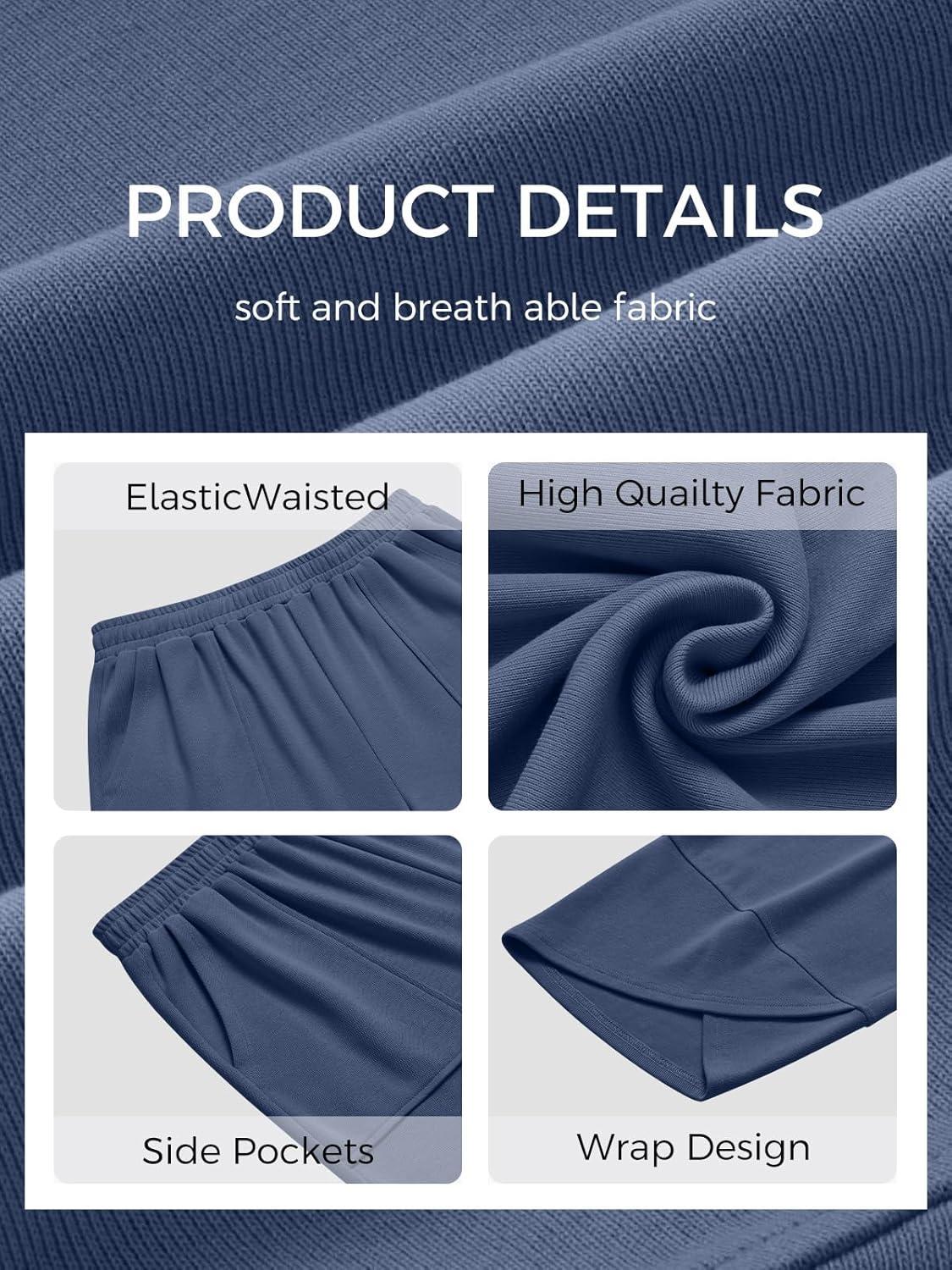 imageTrendy Queen Womens Wide Leg Pants Boho Summer Capri Palazzo Harem Casual Barrel Sweatpants Baggy Slacks with PocketsGreyblue