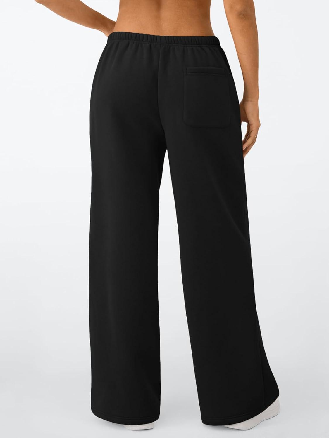 imageTrendy Queen Womens Wide Leg Sweatpants Baggy Drawstring Low Rise Lounge Pants 2025 Fall Joggers with PocketsBlack