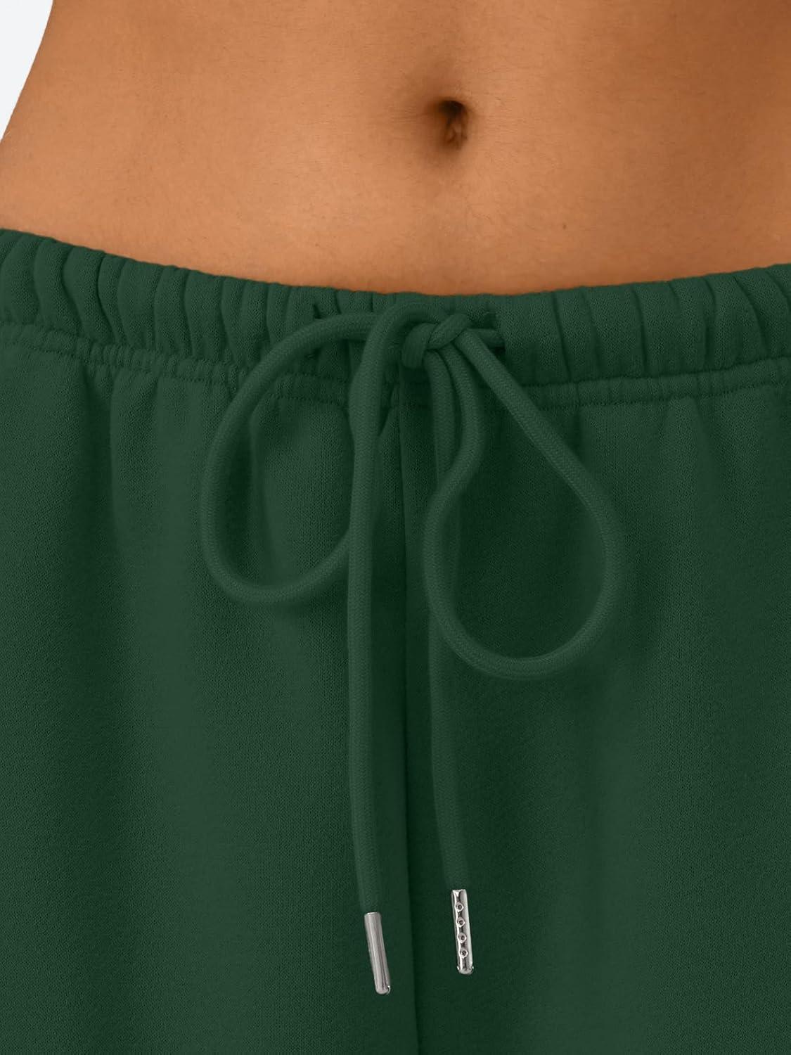 imageTrendy Queen Womens Wide Leg Sweatpants Baggy Drawstring Low Rise Lounge Pants 2025 Fall Joggers with PocketsDarkgreen