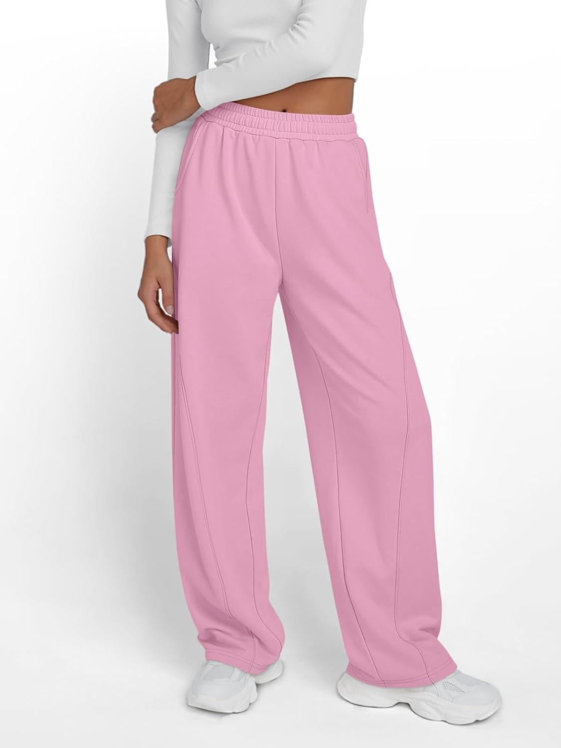 imageTrendy Queen Womens Wide Leg Sweatpants Baggy Y2K High Waisted Joggers Fall Fashion Clothes with Pockets 2025Pink