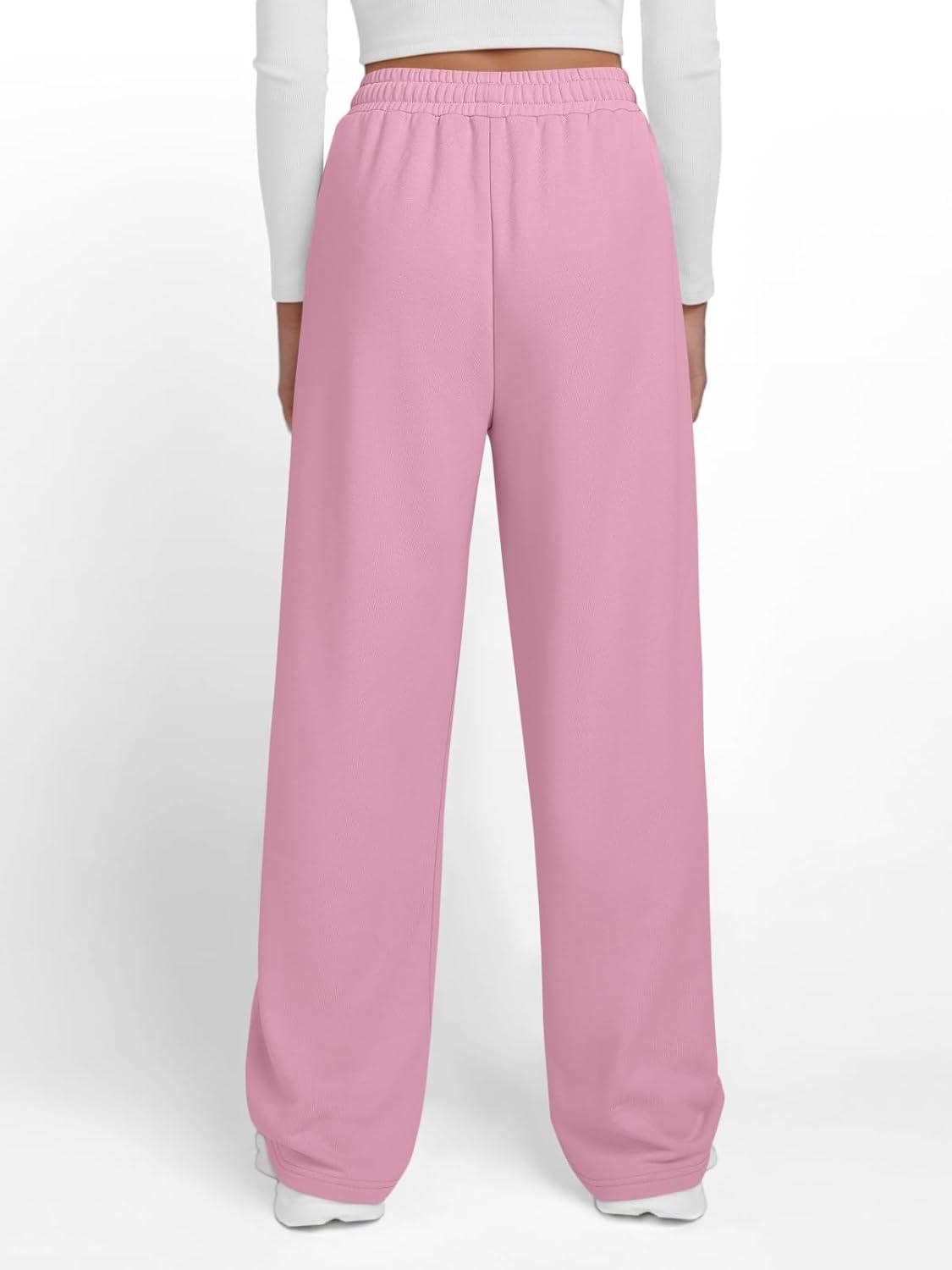 imageTrendy Queen Womens Wide Leg Sweatpants Baggy Y2K High Waisted Joggers Fall Fashion Clothes with Pockets 2025Pink