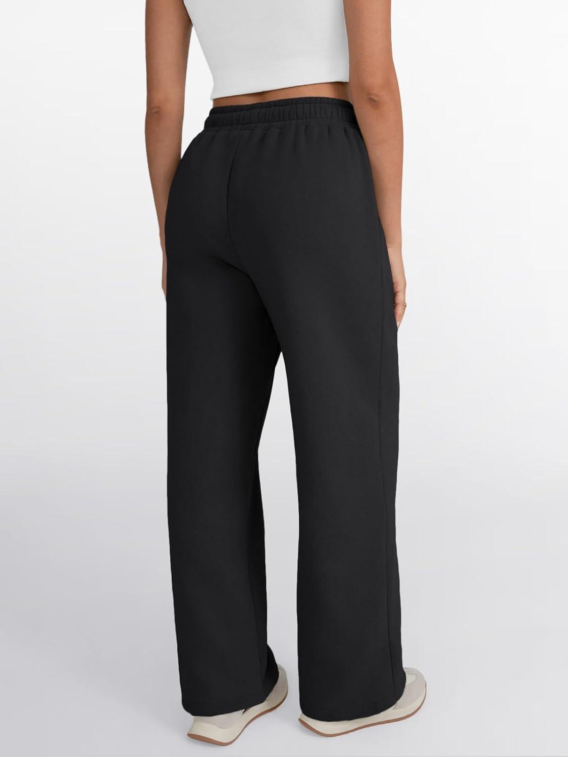 imageTrendy Queen Womens Wide Leg Sweatpants Drawstring High Waisted Lounge Barrel Pants Fall Baggy Athletic Joggers with PocketsBlack