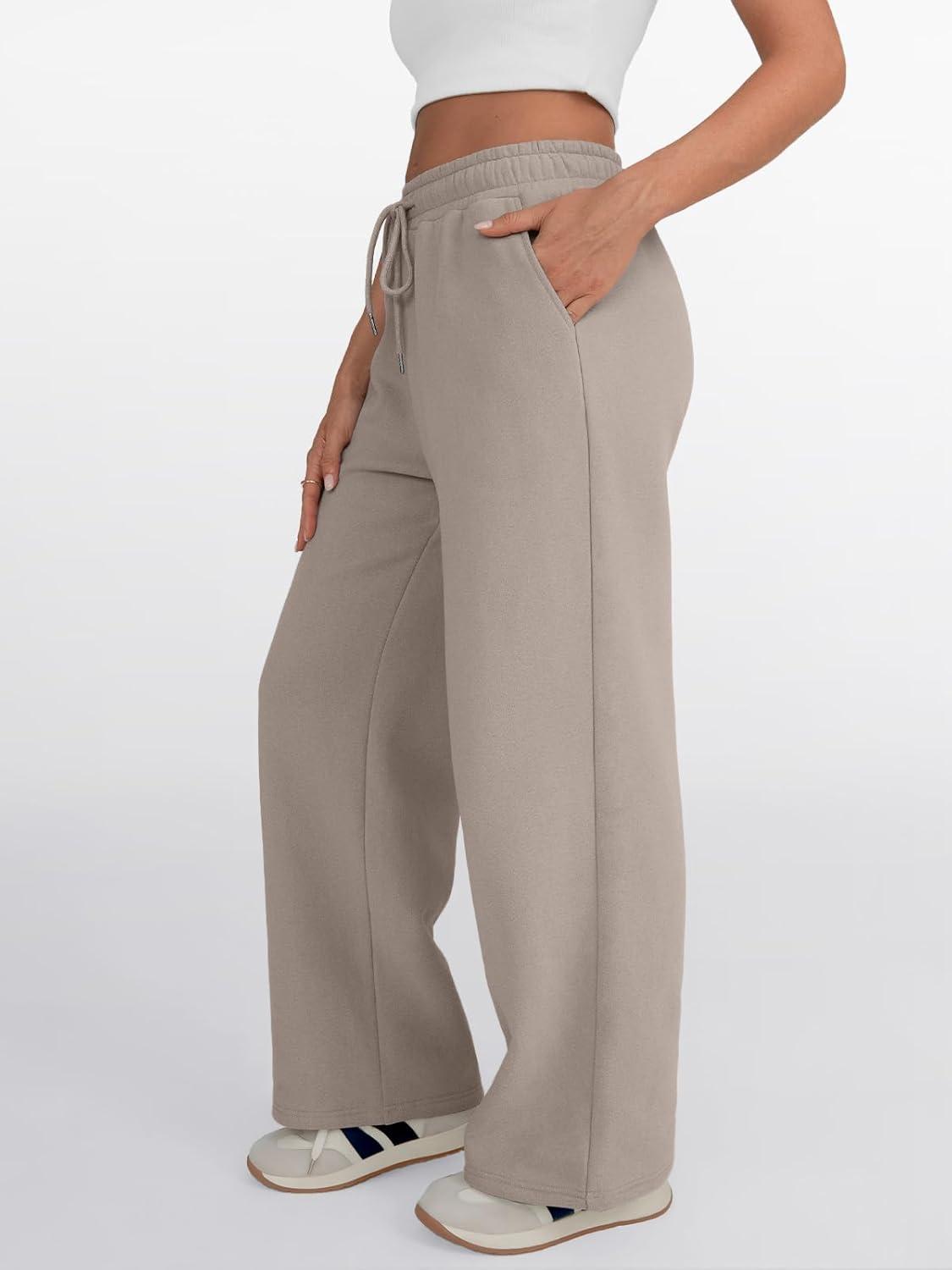 imageTrendy Queen Womens Wide Leg Sweatpants Drawstring High Waisted Lounge Barrel Pants Fall Baggy Athletic Joggers with PocketsCoffeegrey