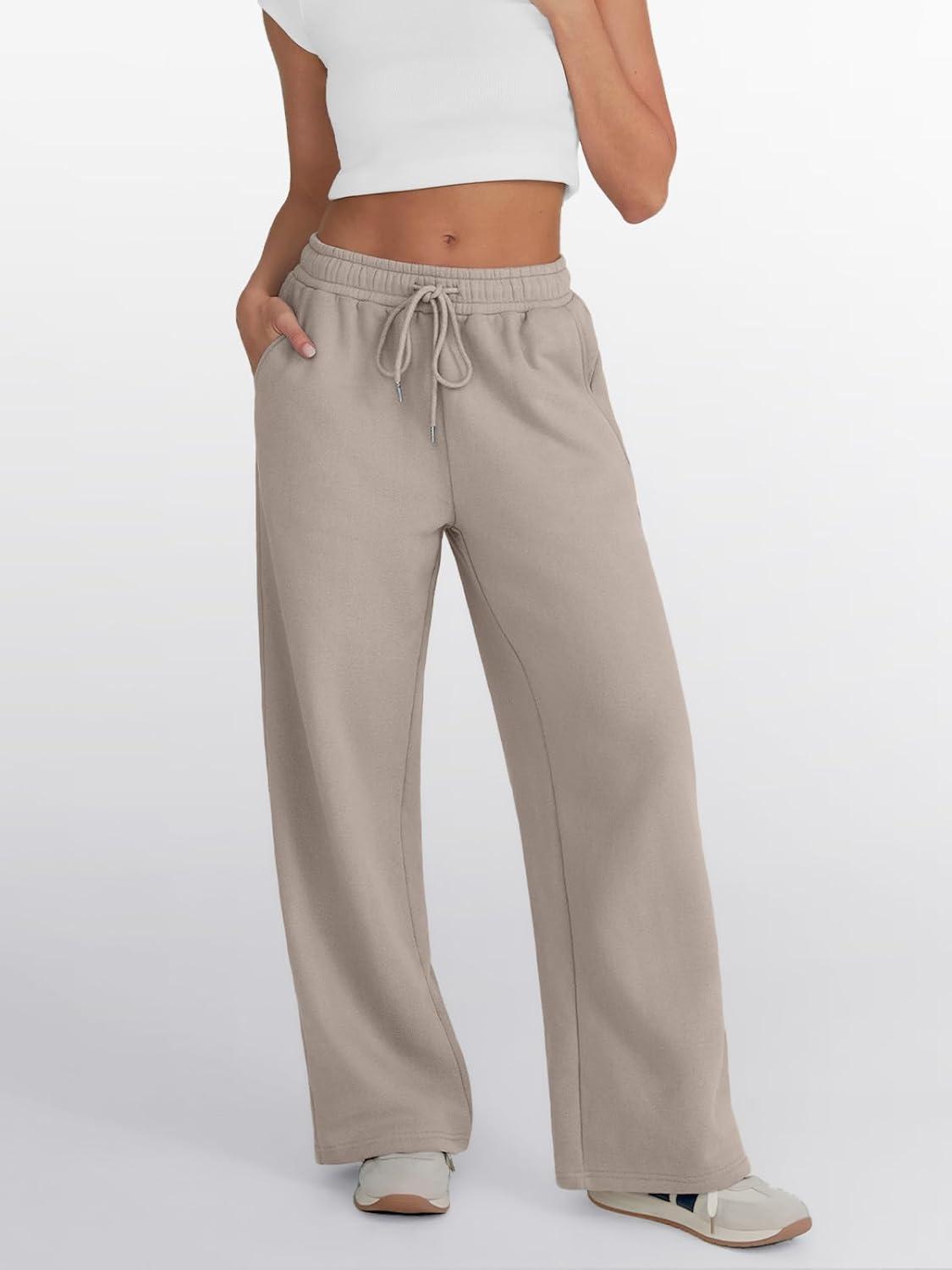 imageTrendy Queen Womens Wide Leg Sweatpants Drawstring High Waisted Lounge Barrel Pants Fall Baggy Athletic Joggers with PocketsCoffeegrey