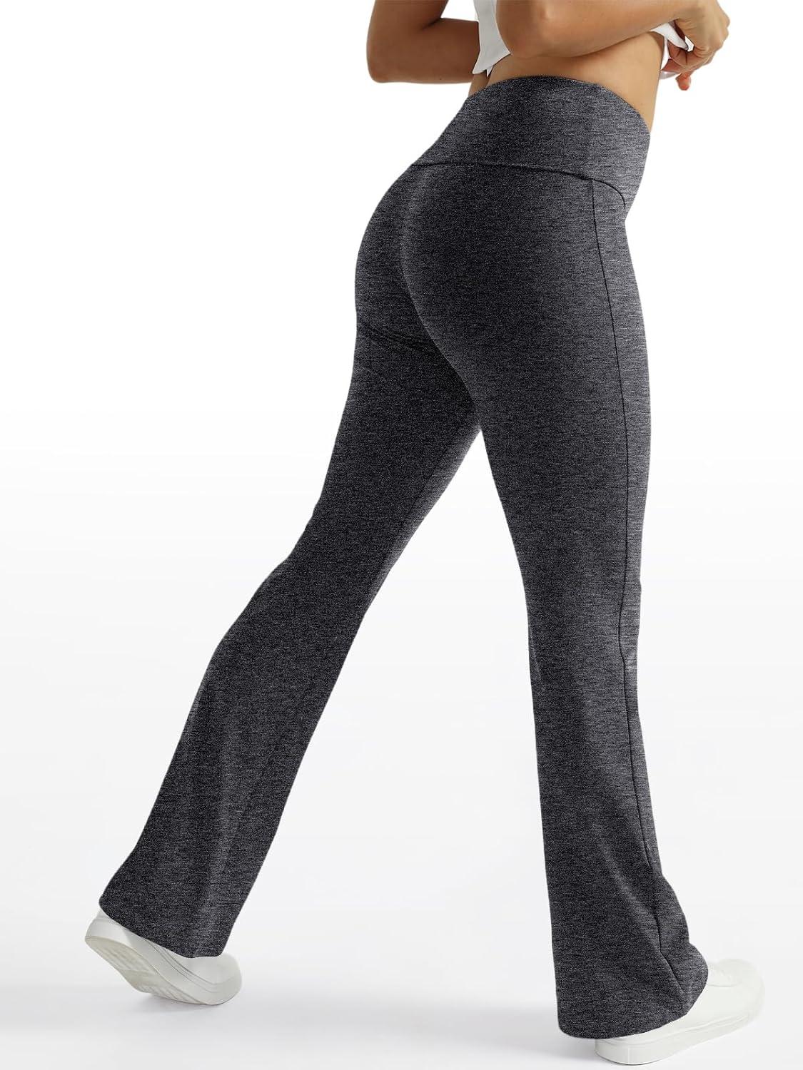 imageTrendy Queen Womens Wide Leg Yoga Pants Bootcut Workout Flare Leggings Trendy High Waisted Fold Over 2025 Fall OutfitsCharcoal