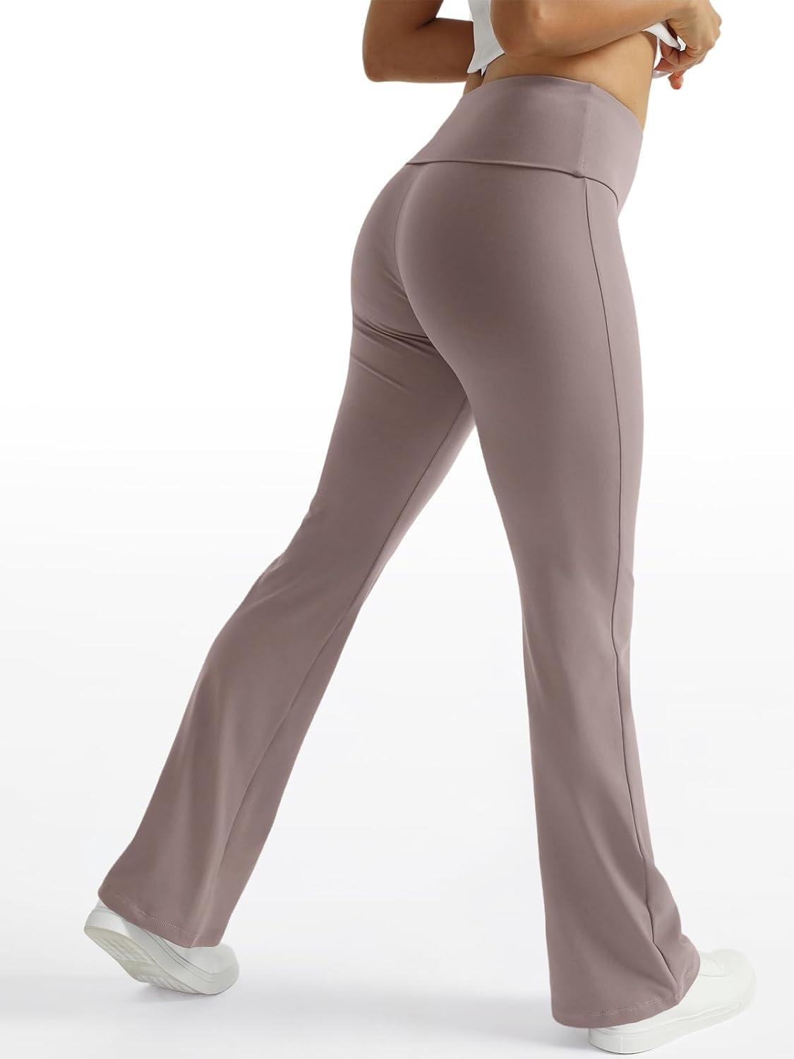 imageTrendy Queen Womens Wide Leg Yoga Pants Bootcut Workout Flare Leggings Trendy High Waisted Fold Over 2025 Fall OutfitsCoffeegrey